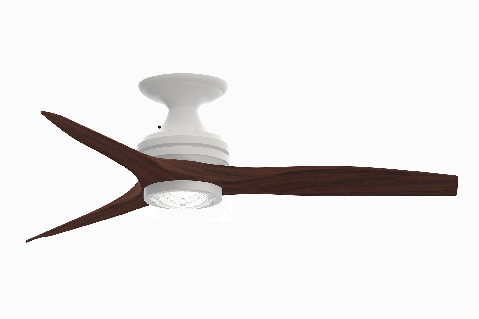 Fanimation FP6721BMW-48WK-LK-F Spitfire 48-in Integrated LED Outdoor Flush Mount Matte White with Whiskey Wood Blades Propeller Ceiling Fan With Light - Remote Included ( 3 -Blade )