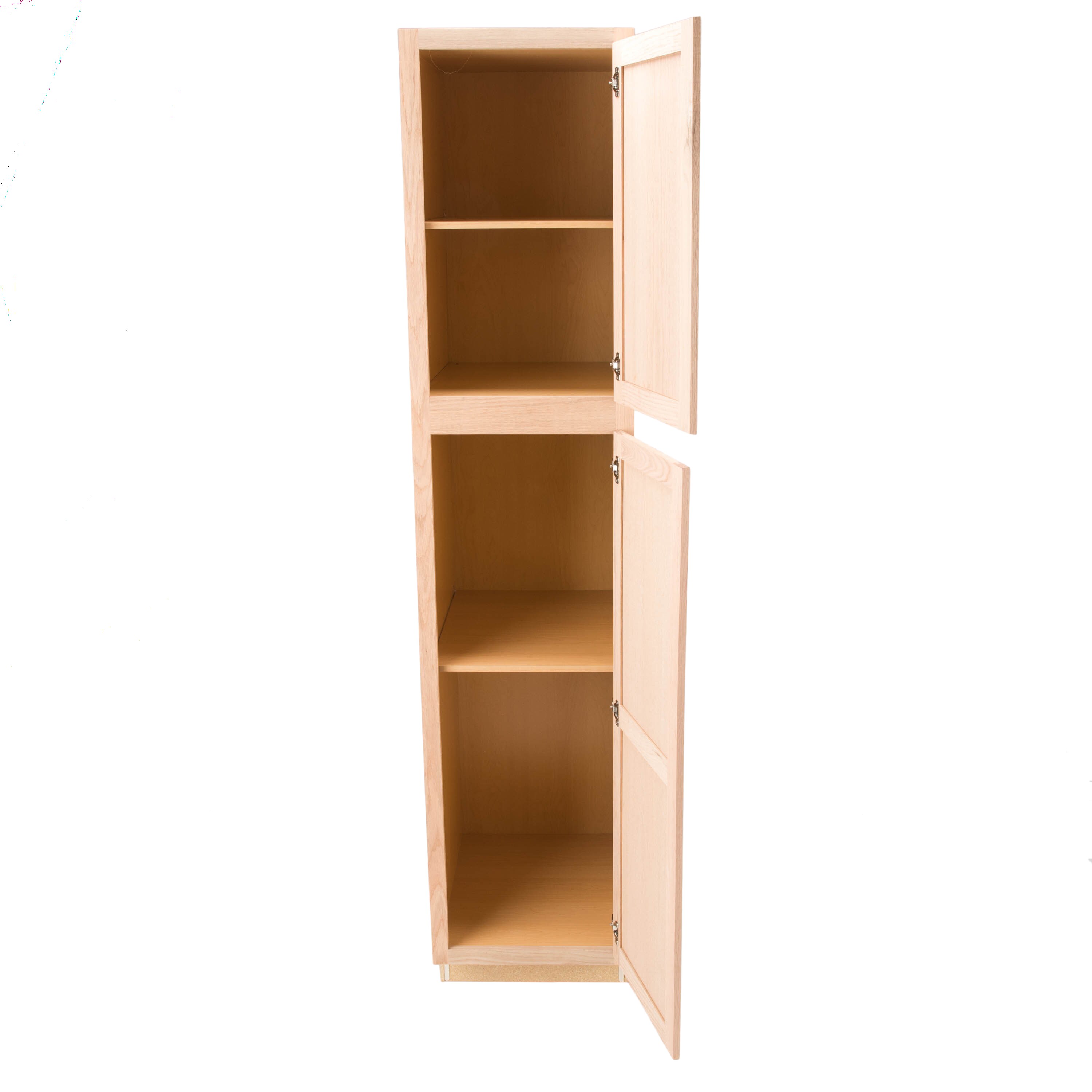 Project Source 18-in W x 84-in H x 23.75-in D Natural Unfinished Oak Pantry Fully Assembled Cabinet (Flat Panel Square Door Style)