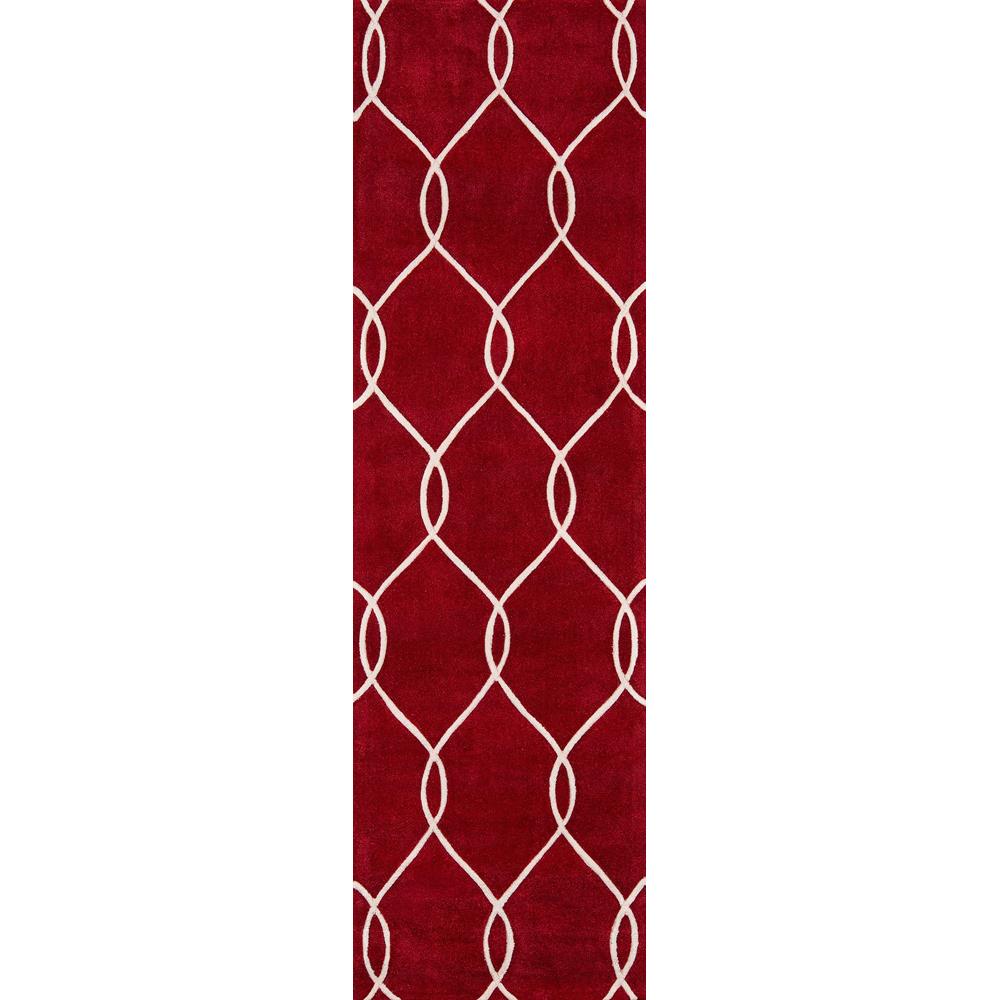 Momeni BLISSBS-12RED2380 Bliss 2 x 8 (ft) Tufted Polyester Red Rectangular Indoor Trellis Runner rug