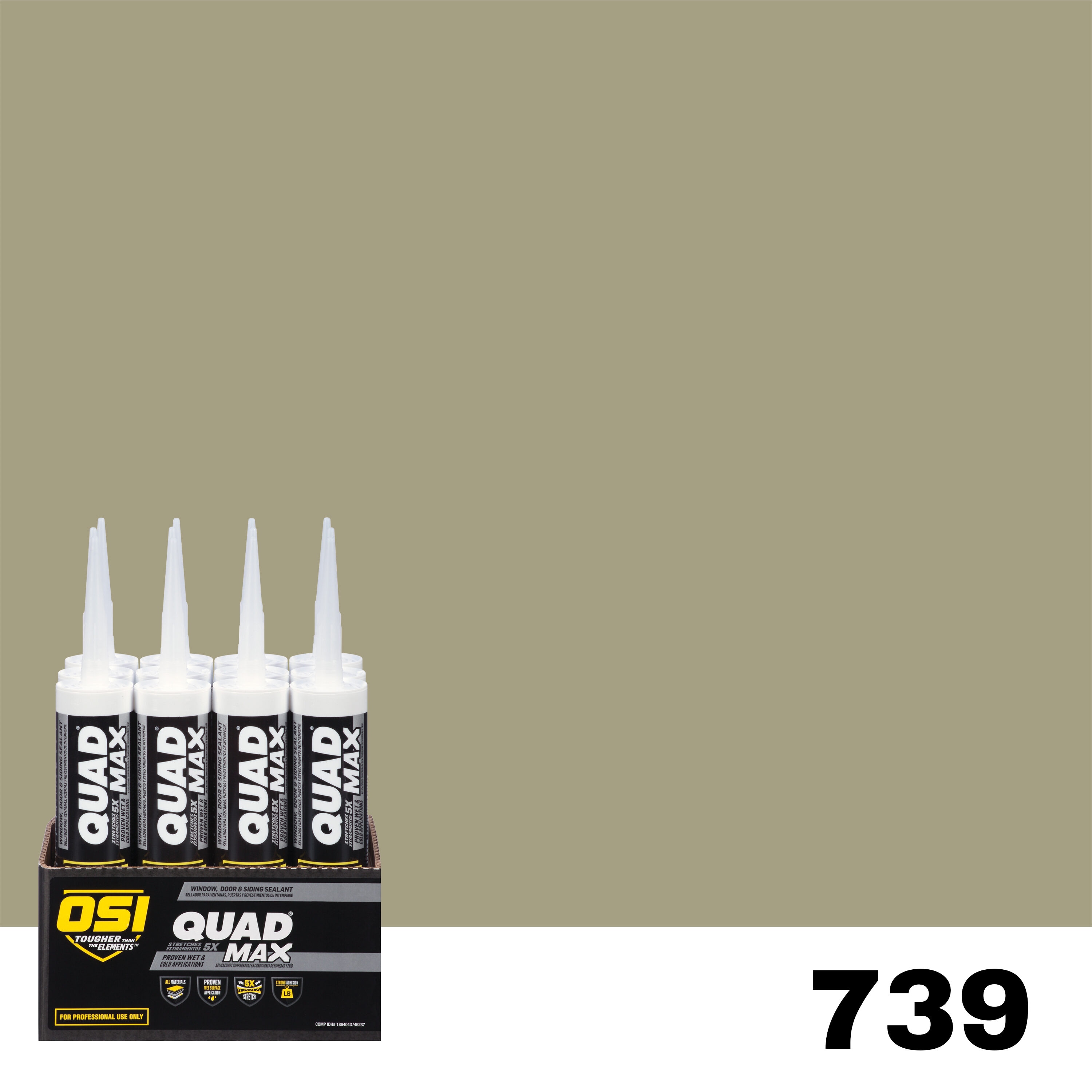 OSI 1869695 Quad Max 12 -Pack 10-oz Window door Green 739 Paintable Advanced Sealant Caulk