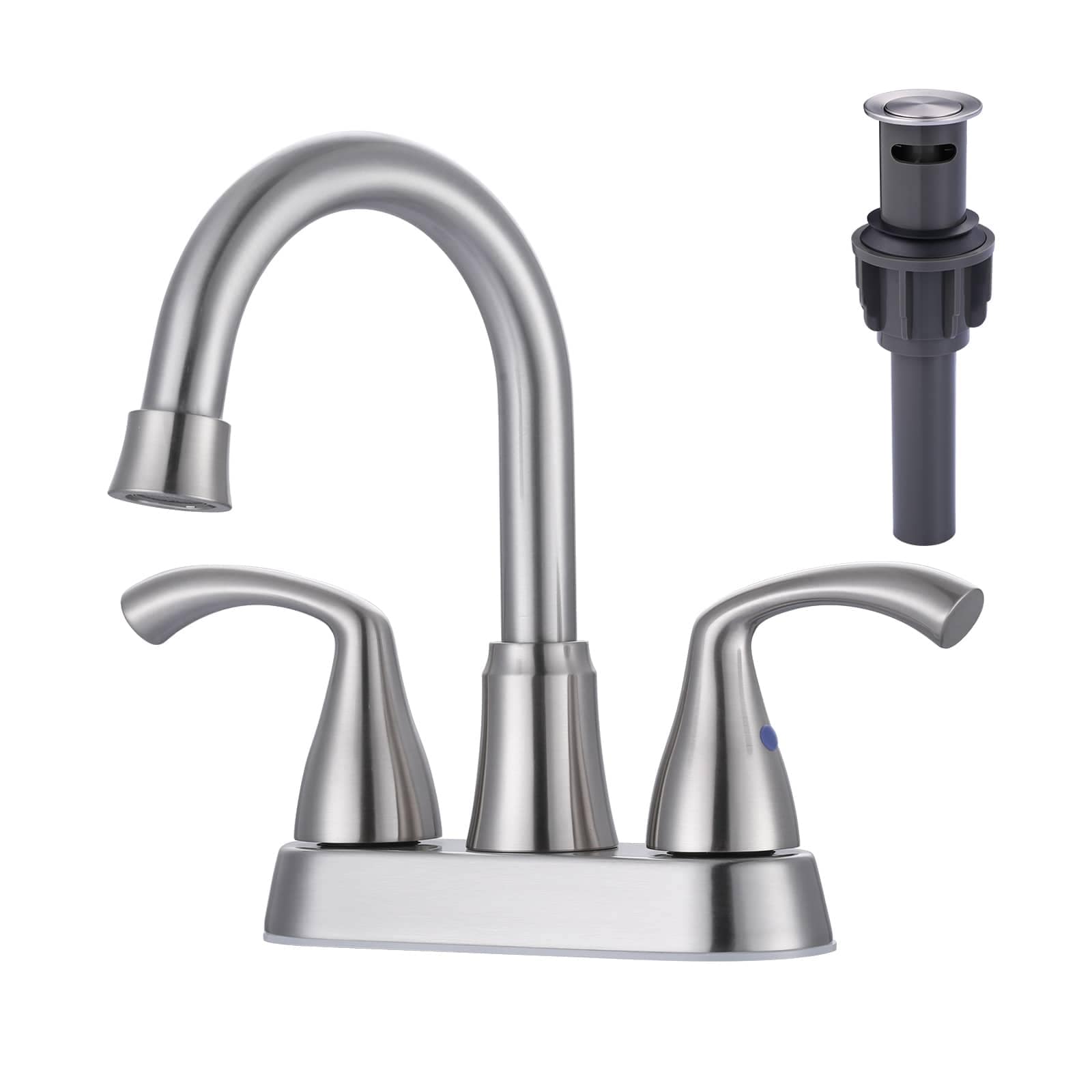 ARCORA 4 in Centerset Double Handle High Arc Bathroom Faucet with Drain in Brushed Nickel