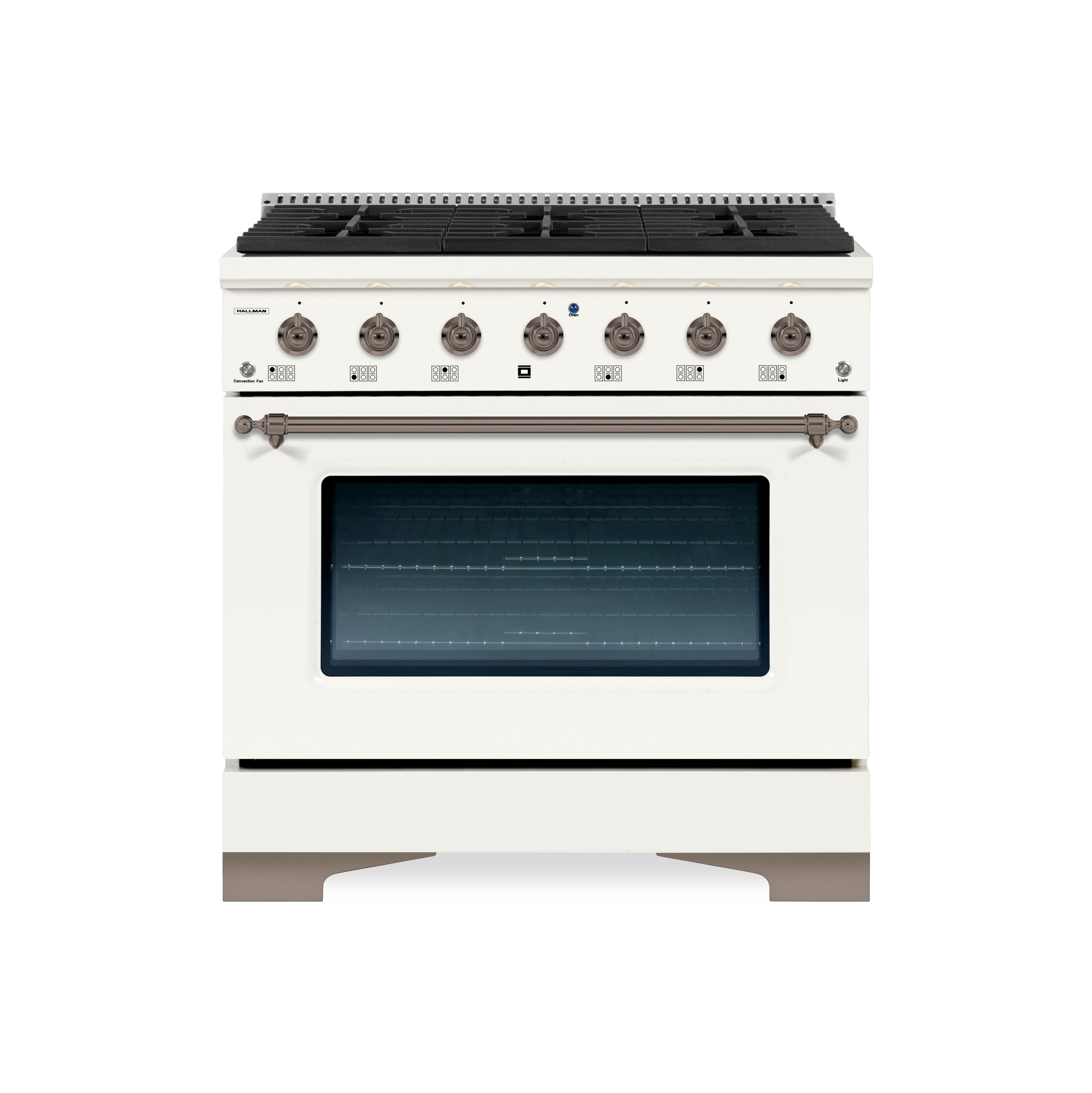 Hallman HCLRG36BZAW Classico 36-in 6 burners 5.2-cu ft Convection Oven Freestanding Natural Gas Range ( Antique White )
