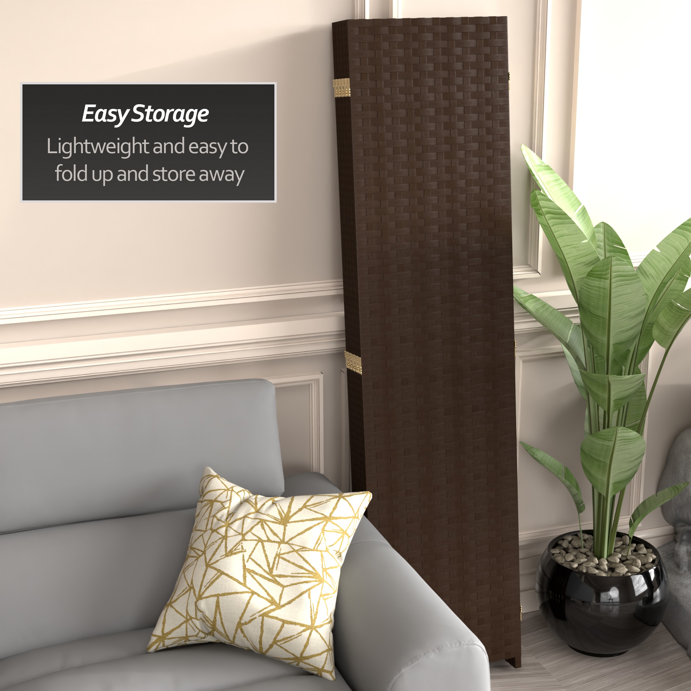 Oriental Furniture SSFIBER-5P-DMOC Indoor-Privacy-Screens - View #5