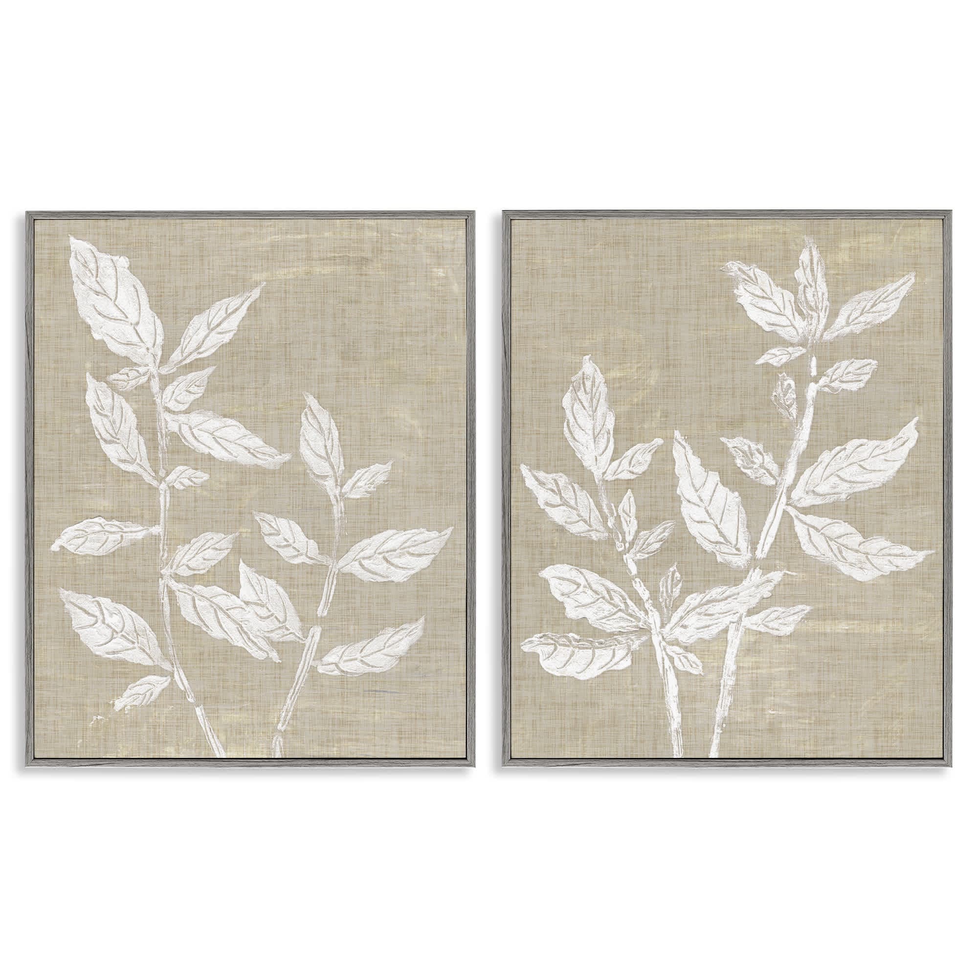 Stupell Industries B2-765-GFF-2PC-16X20 Botanicals on Textile Pattern 2pc Framed Giclee Set design by Melissa Wang