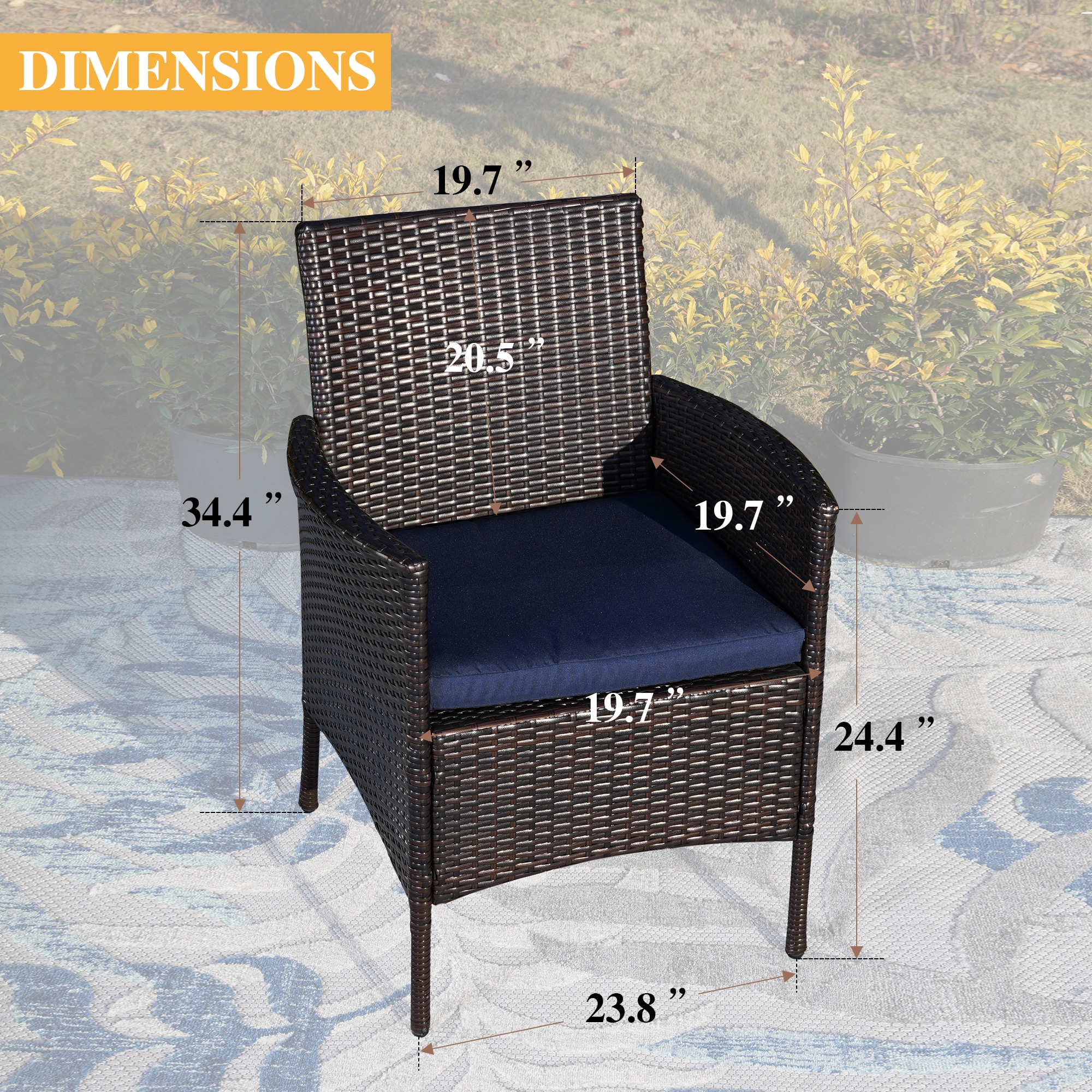 Sunshine Valley PLYMOUNTH 7-Piece Black Rattan Patio Dining Set Steel ...