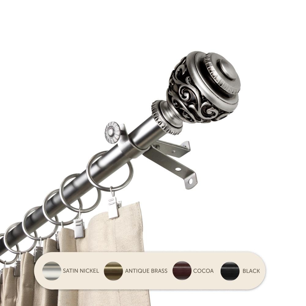 Hart & Harlow L4889-665 13/16-in Gianna 66-in to 120-in Satin nickel Steel Single curtain rod with Finials