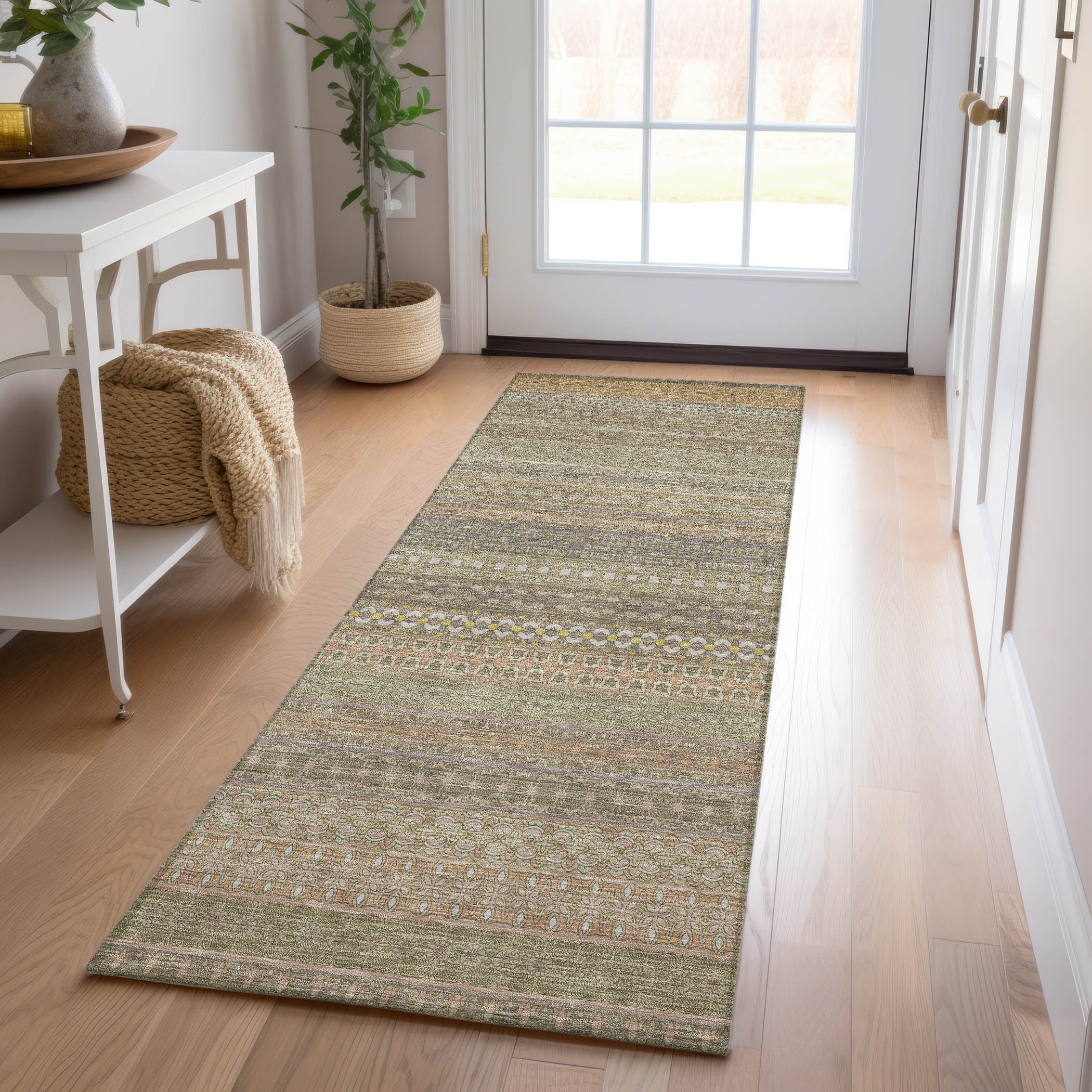 Addison Rugs ACN527KH2X8 Chantille ACN527KH 2 x 7 (ft) Polyester Khaki Rectangular Indoor/Outdoor Abstract Machine washable Area rug