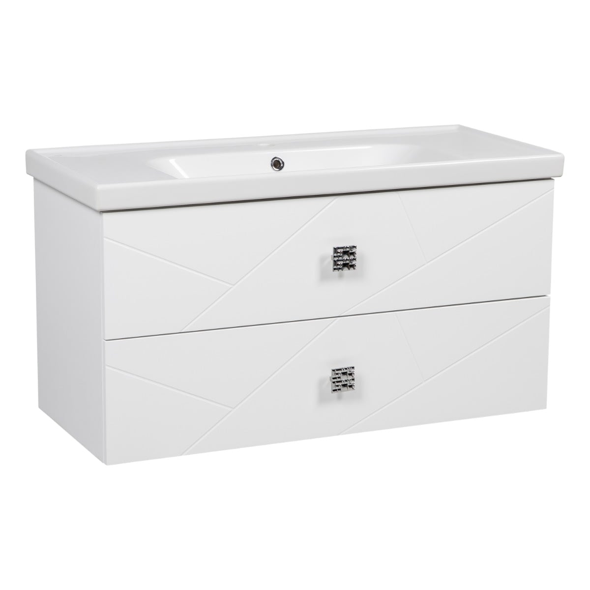 Bath Oasis - Modern Wall-Mounted Bathroom Vanity with Washbasin - Picasso White Matte Collection ...