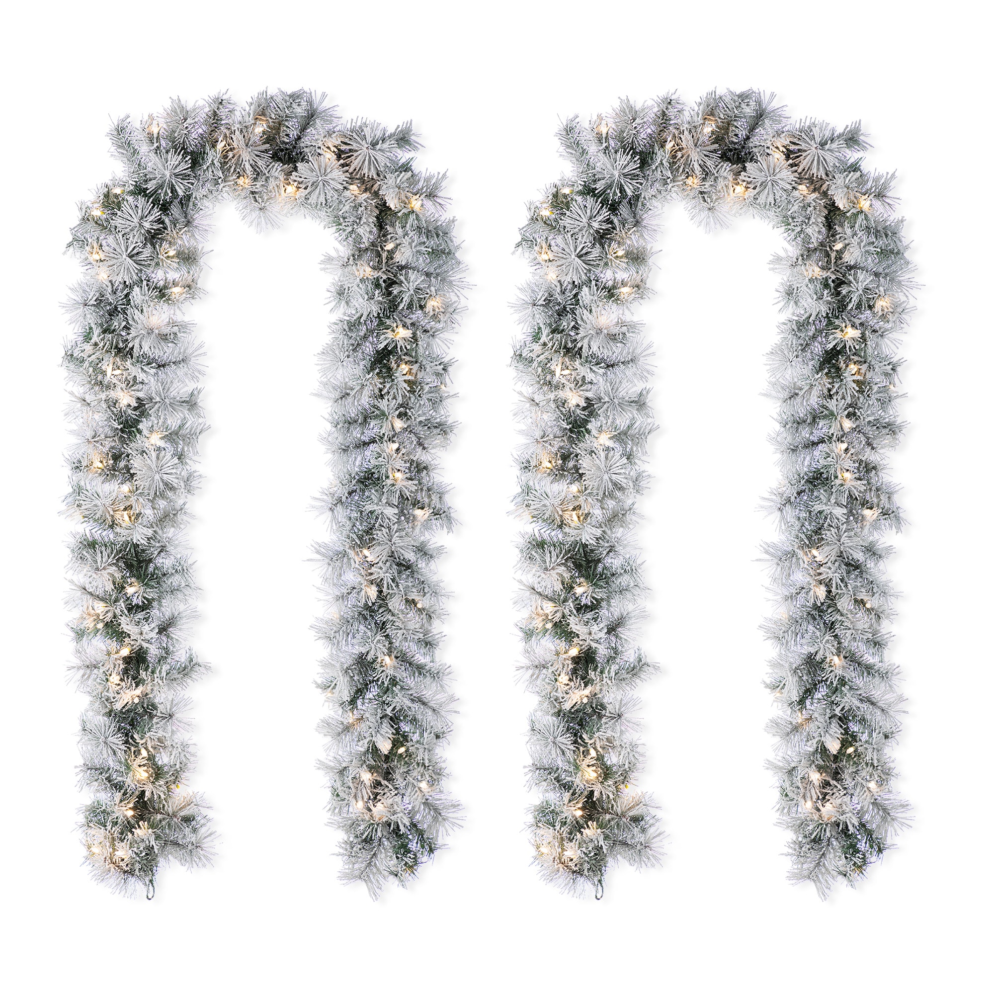 Glitzhome - Indoor Pre-lit Battery-operated 9-ft Artificial Garland with White LED Lights