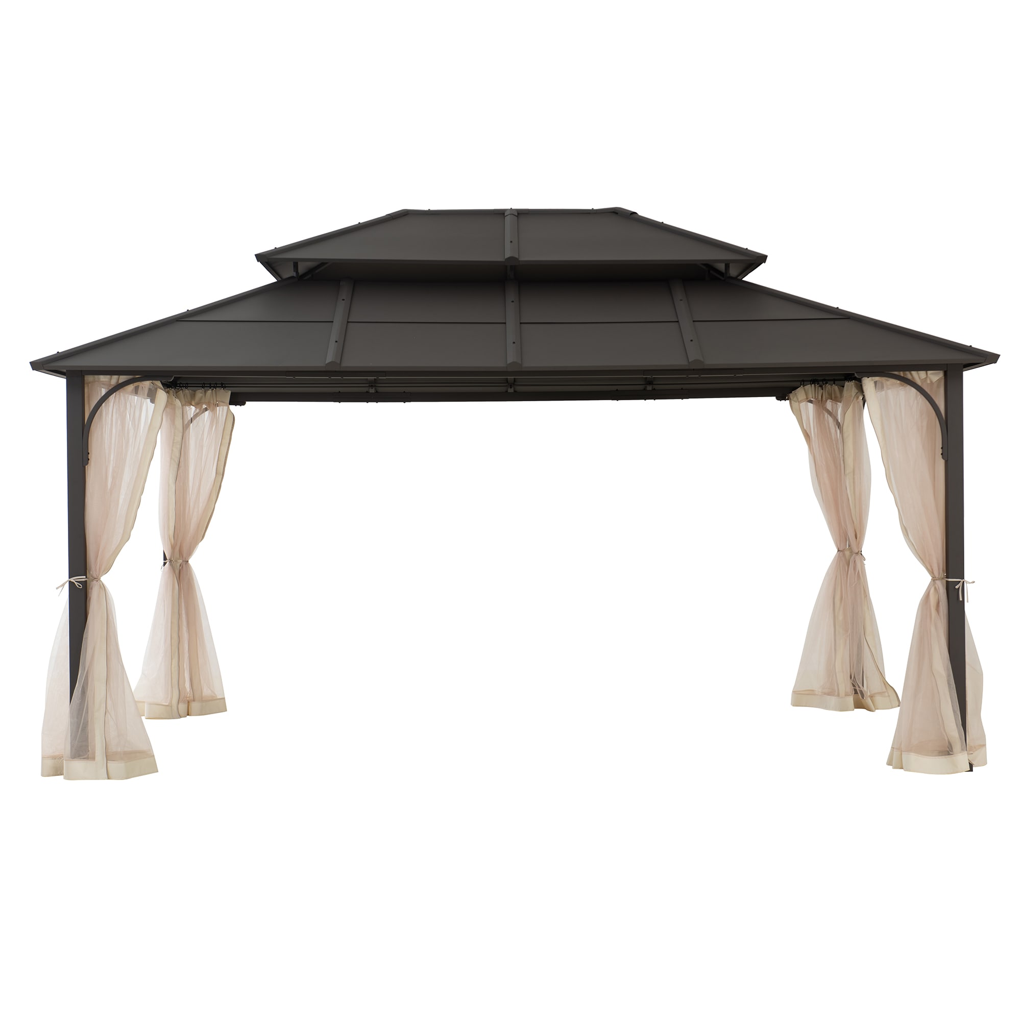Sunjoy 12-ft x 16-ft Brown Rectangle Semi-permanent Hardtop Steel Roof (Screen Included) #A102009140