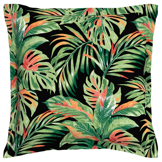Allen Roth Fl Green Black And C Square Throw Pillow In The Outdoor Decorative Pillows Department At Com - Allen And Roth Green Patio Cushions