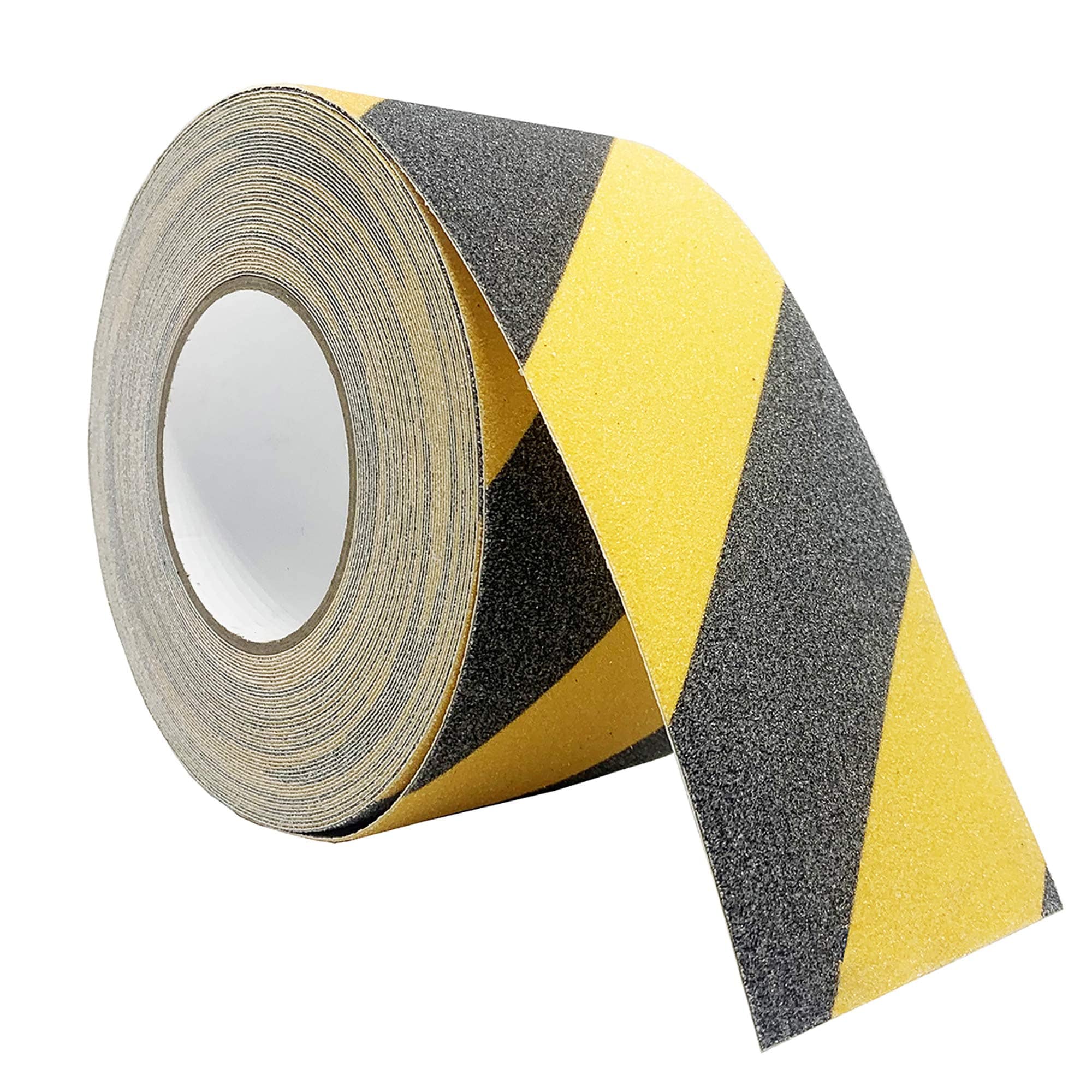 Ahfiwaso Anti Slip Safety Grip Tape 4inx60ft Non Skid Tread Safety Tape with High Traction Grit Yellow Black Marking Self Adhesive Tape Hazard #LAH0730H104
