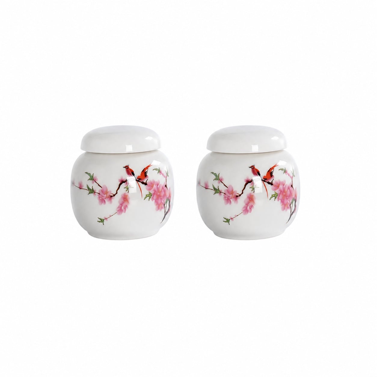 Aoibox  Handmade Porcelain Cosmetic Storage Jar Set of 2 with Airtight Lids for Creams Lotions Small Jewelry