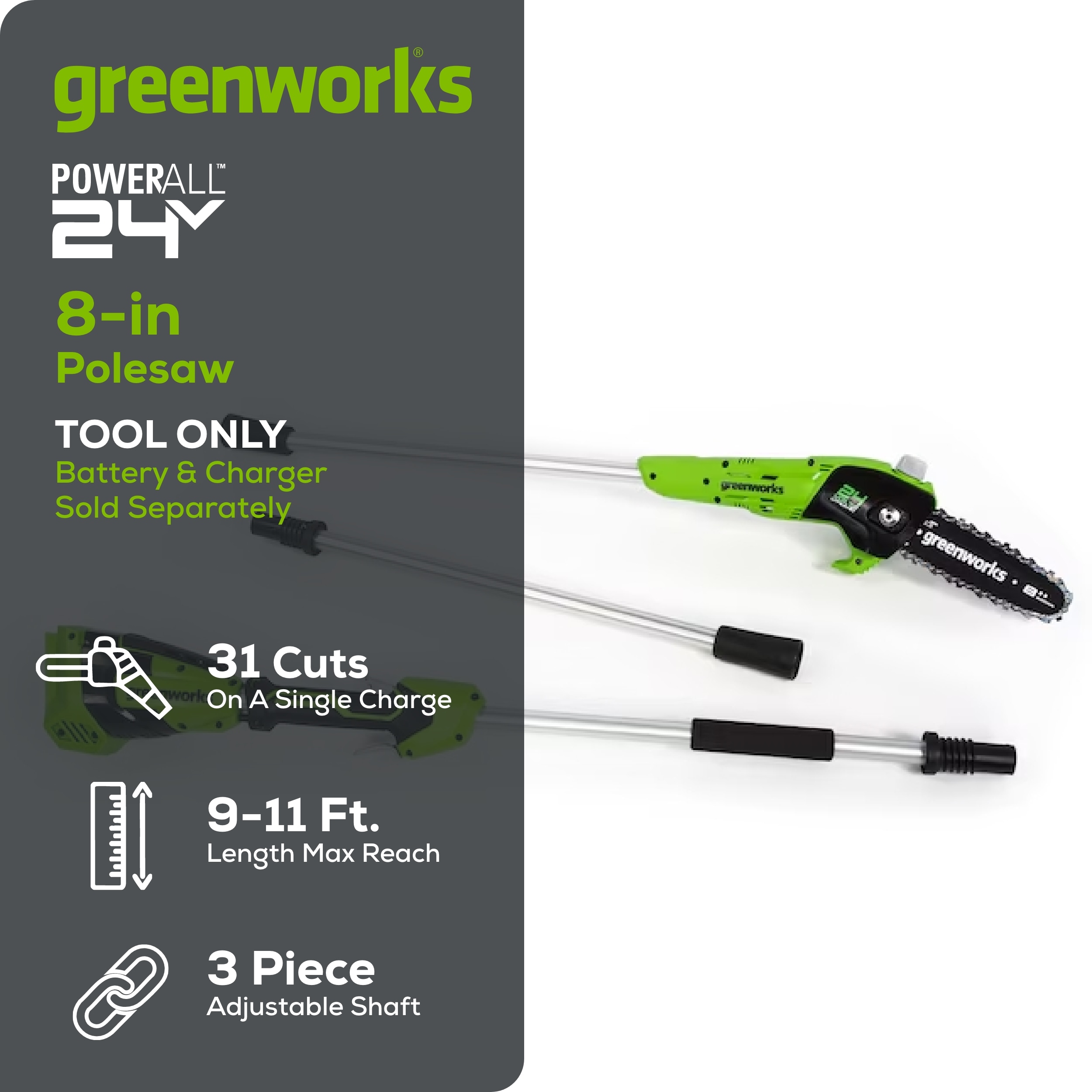 Greenworks PS24B00 Cordless-Pole-Saw - View #2