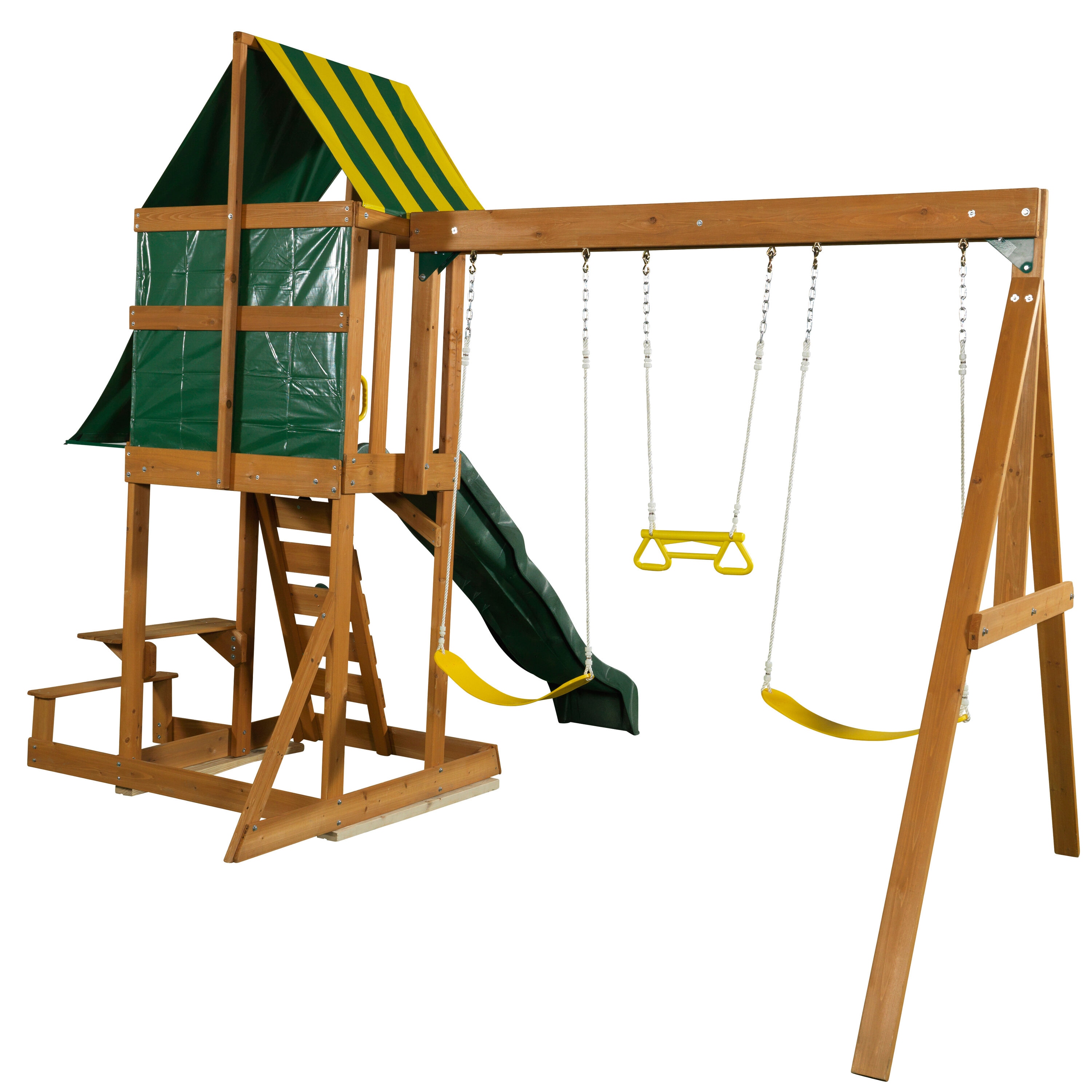 KidKraft Spring Meadow Wooden Swing Set Residential Wood Playset with Slide