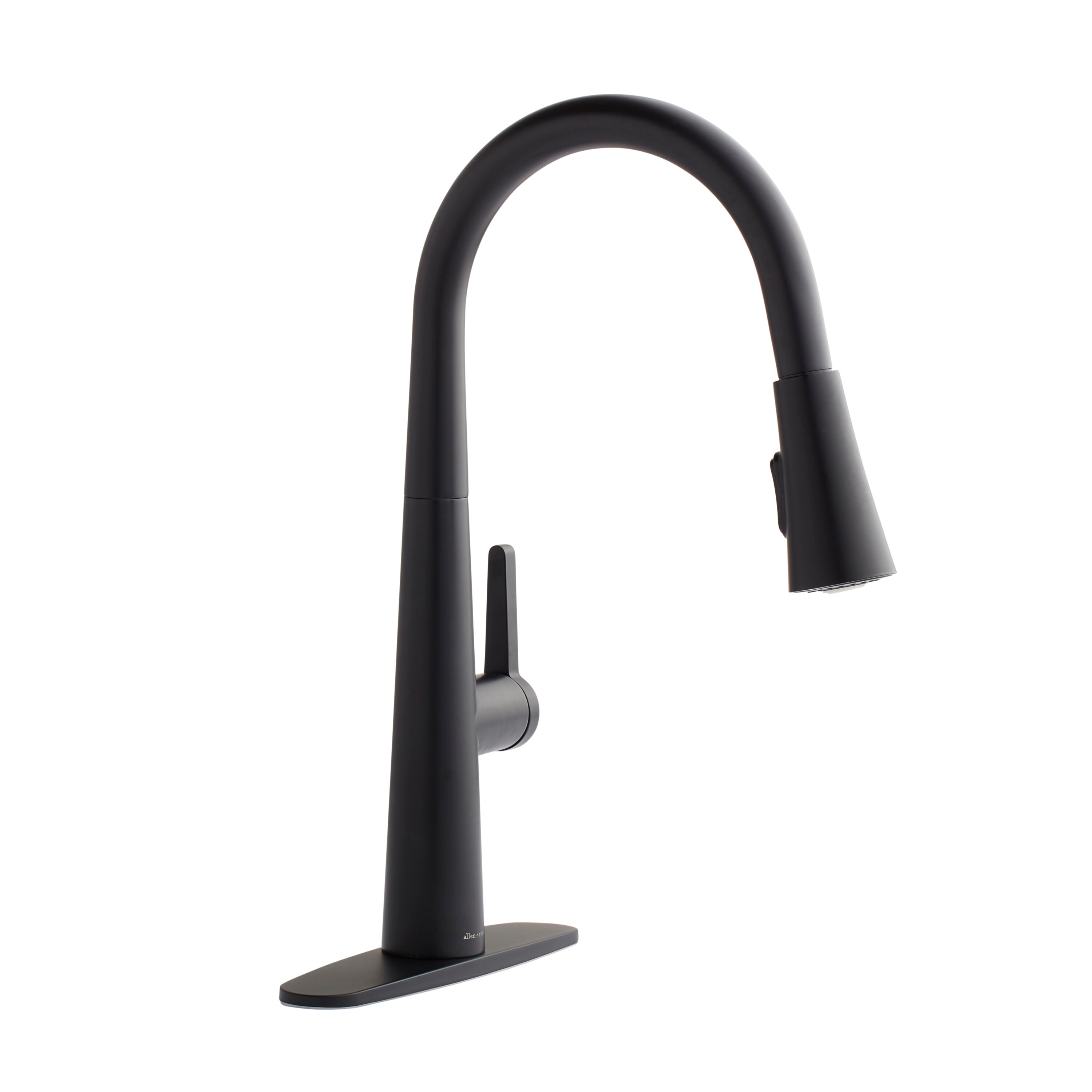 Matte Black Pull-Down Handle Kitchen Faucet with Deck Plate