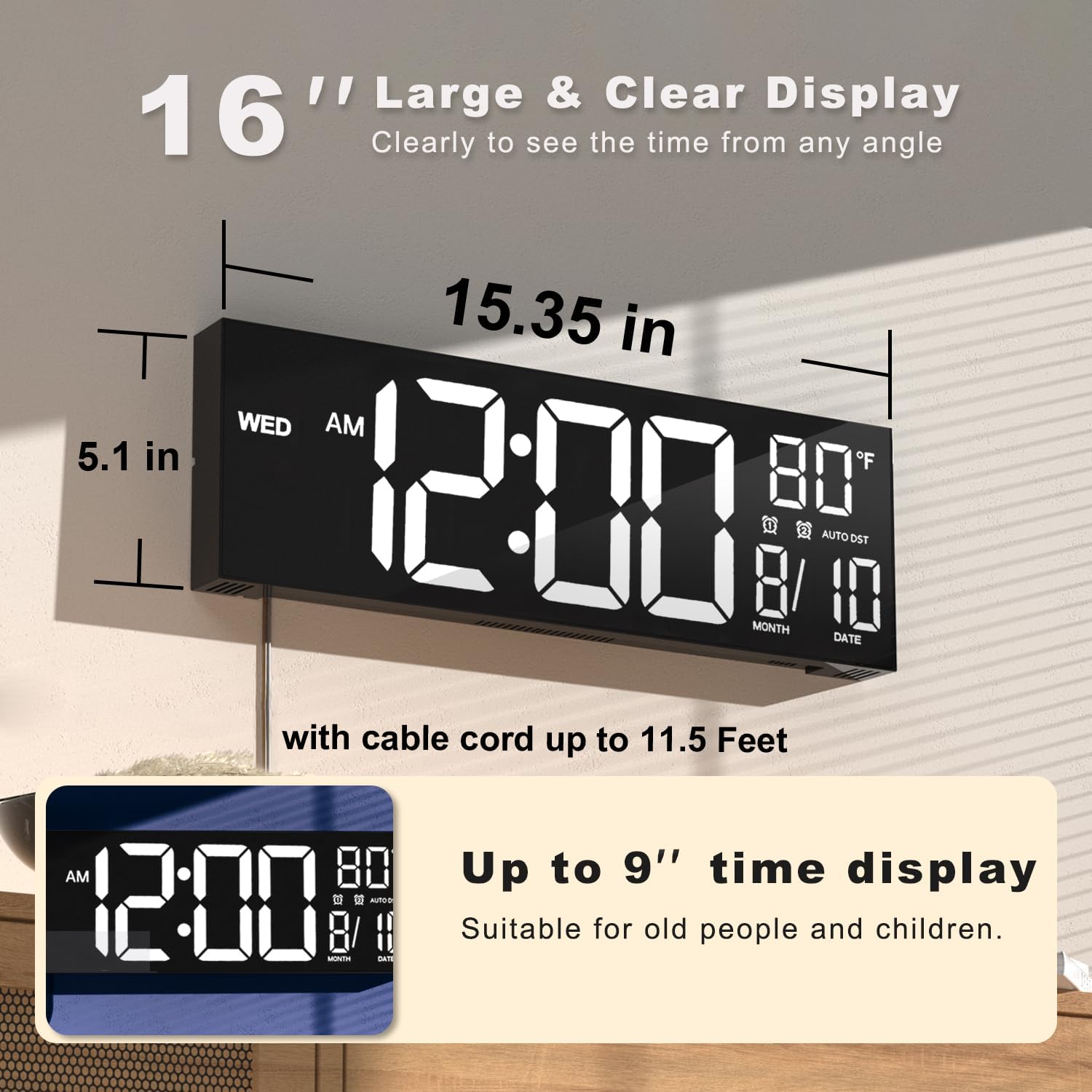 JALL PH01-16-WHI Indoor-Outdoor-Clocks - View #2