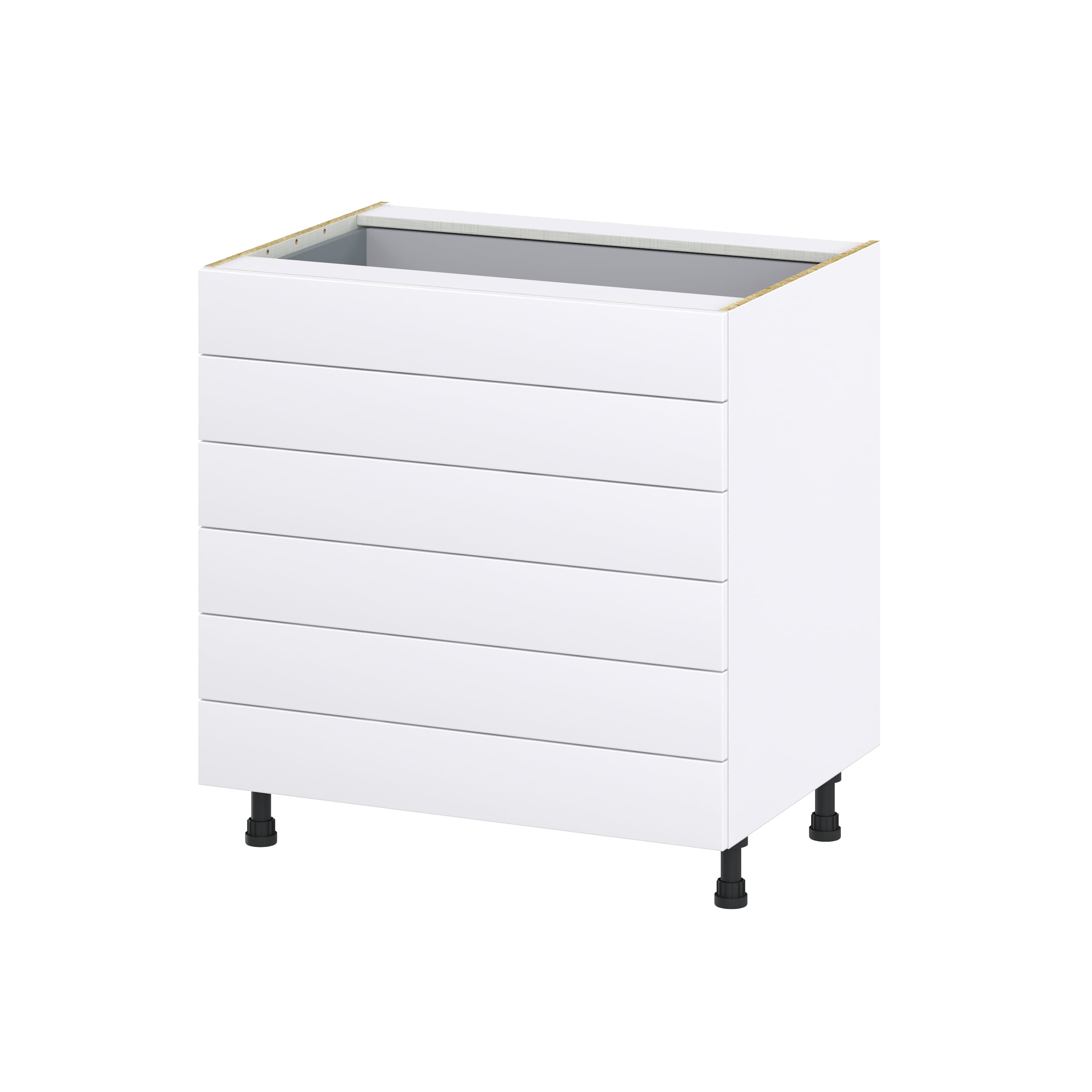 Hugo&Borg 33-in W x 34.5-in H x 24-in D Warm White 6-Drawer Base Fully Assembled Cabinet (Recessed Panel Style)