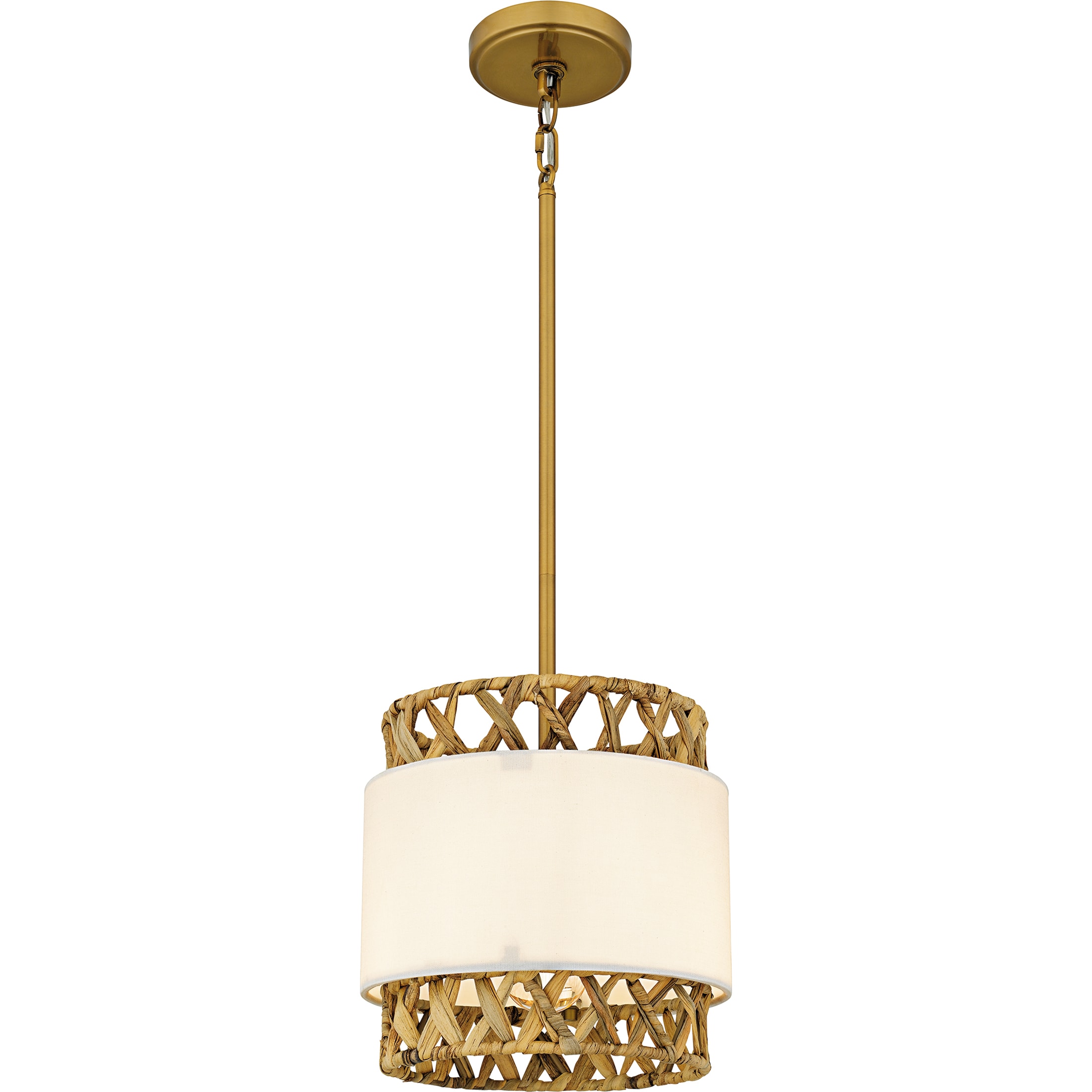 Quoizel KAT1510BRG Kate 1 -Light Brushed Gold Coastal Cylinder Mini Hanging Pendant light