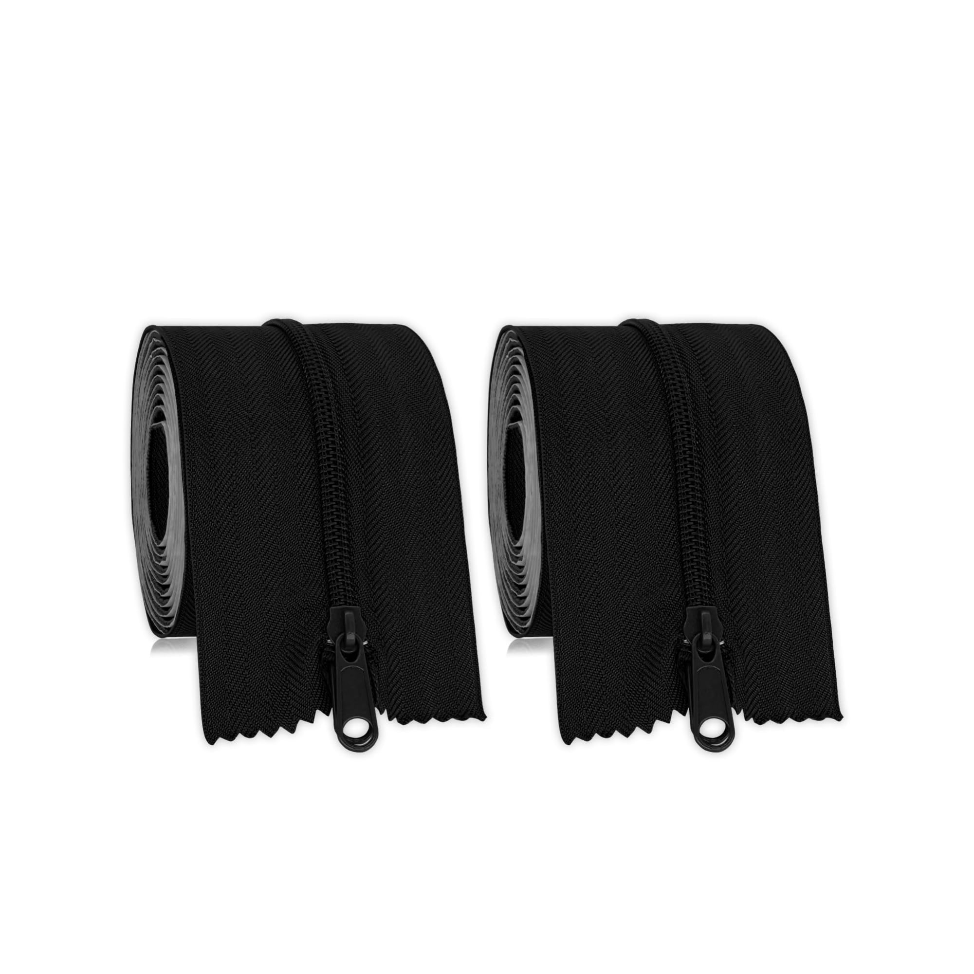 Wudkey 7ft L 3in W 2-Pack Double-Sided Black Peel and Stick Self-Adhesive Zipper Door
