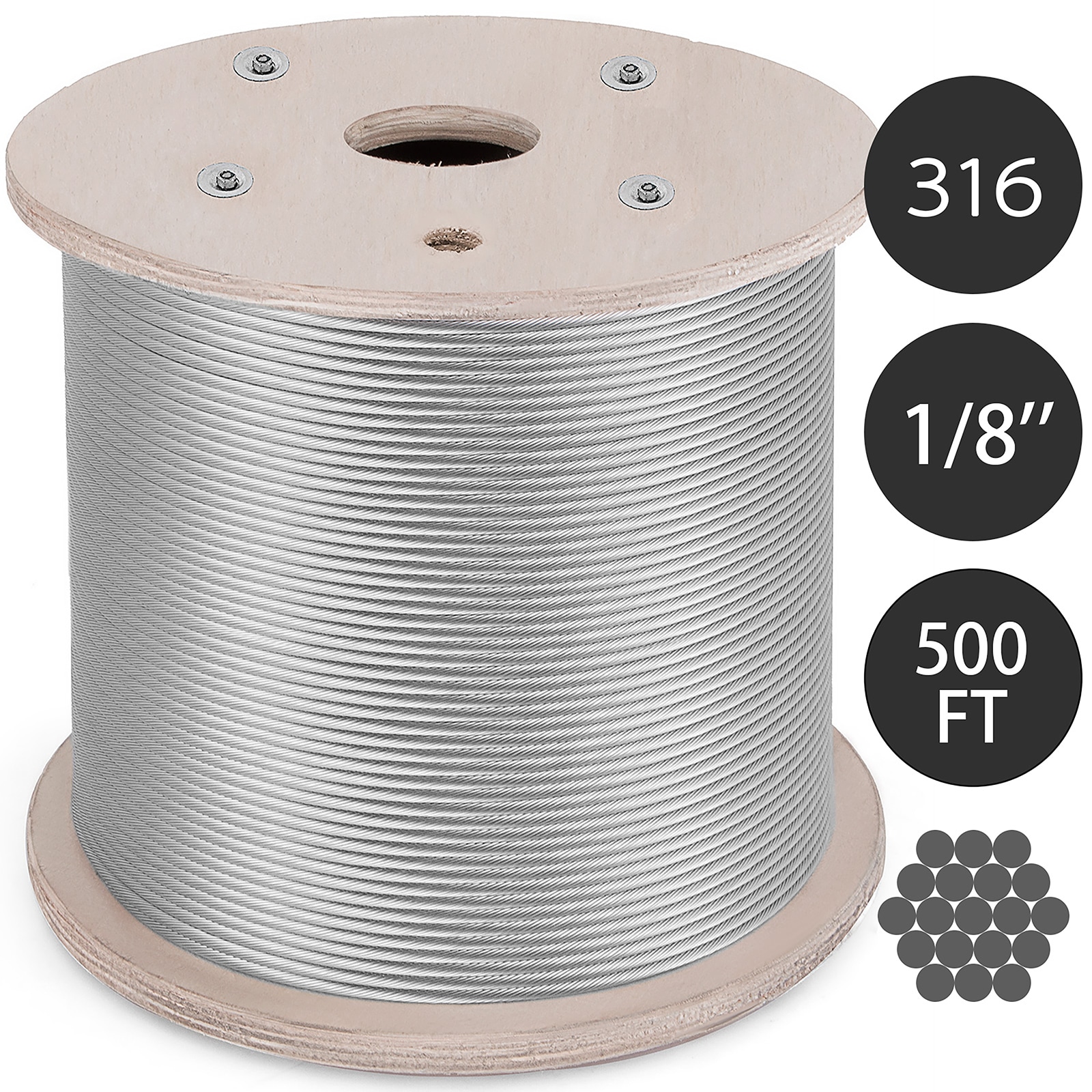 VEVOR 500-ft Silver Stainless Steel Cable in the Deck Tools