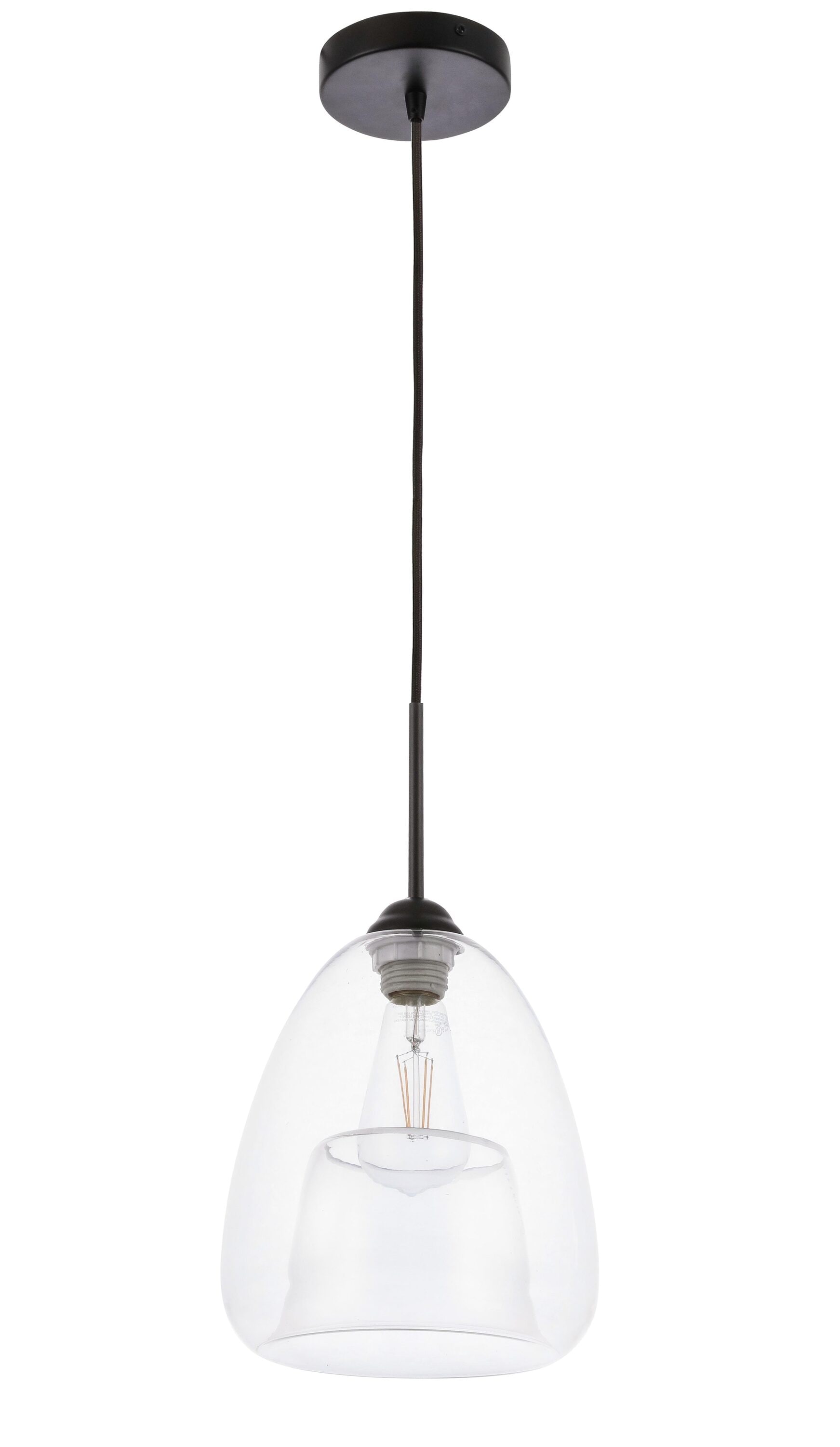 Kason Contemporary Black Finish Clear Glass Pendant Light