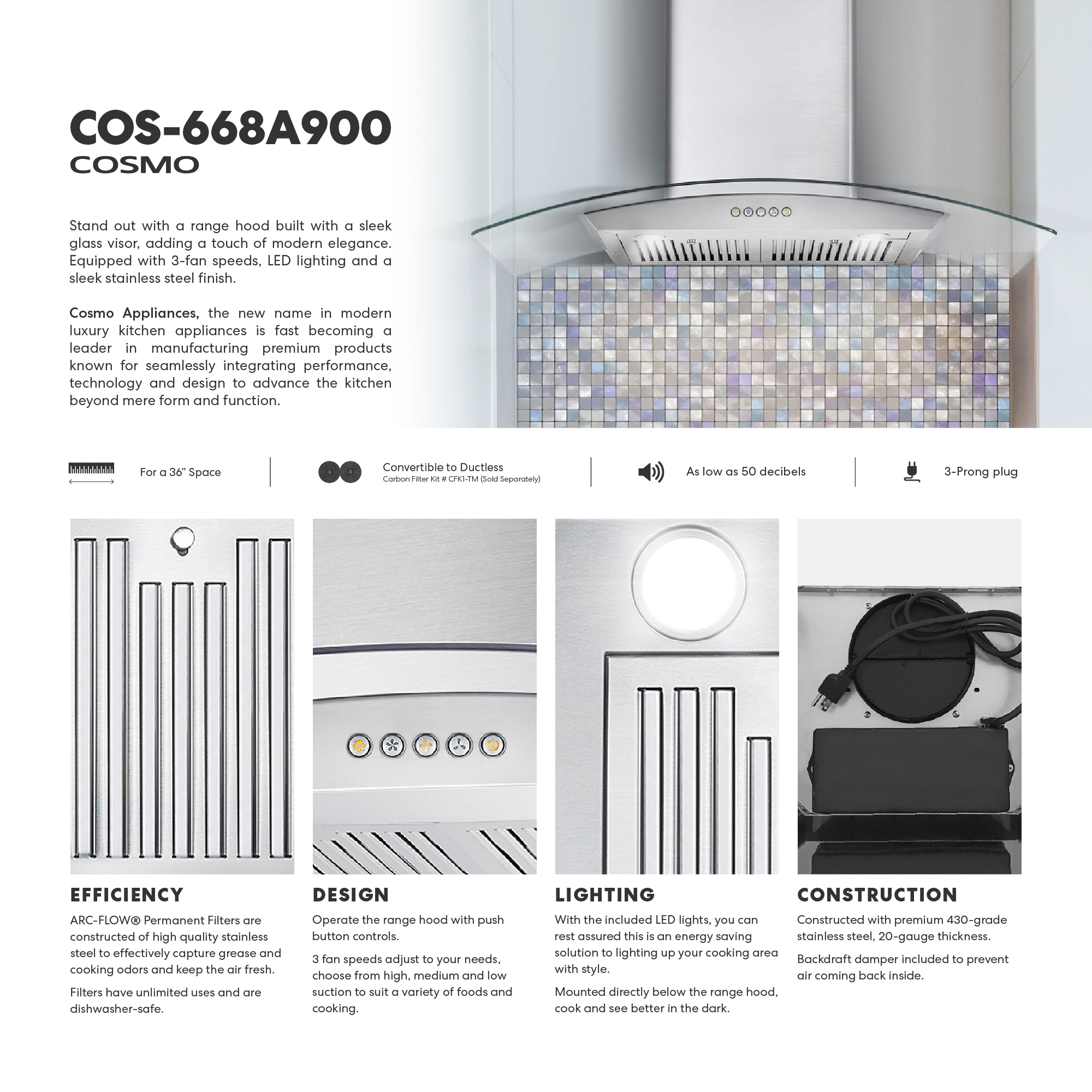 Cosmo COS-668A900 Wall-Mounted-Range-Hoods - View #4