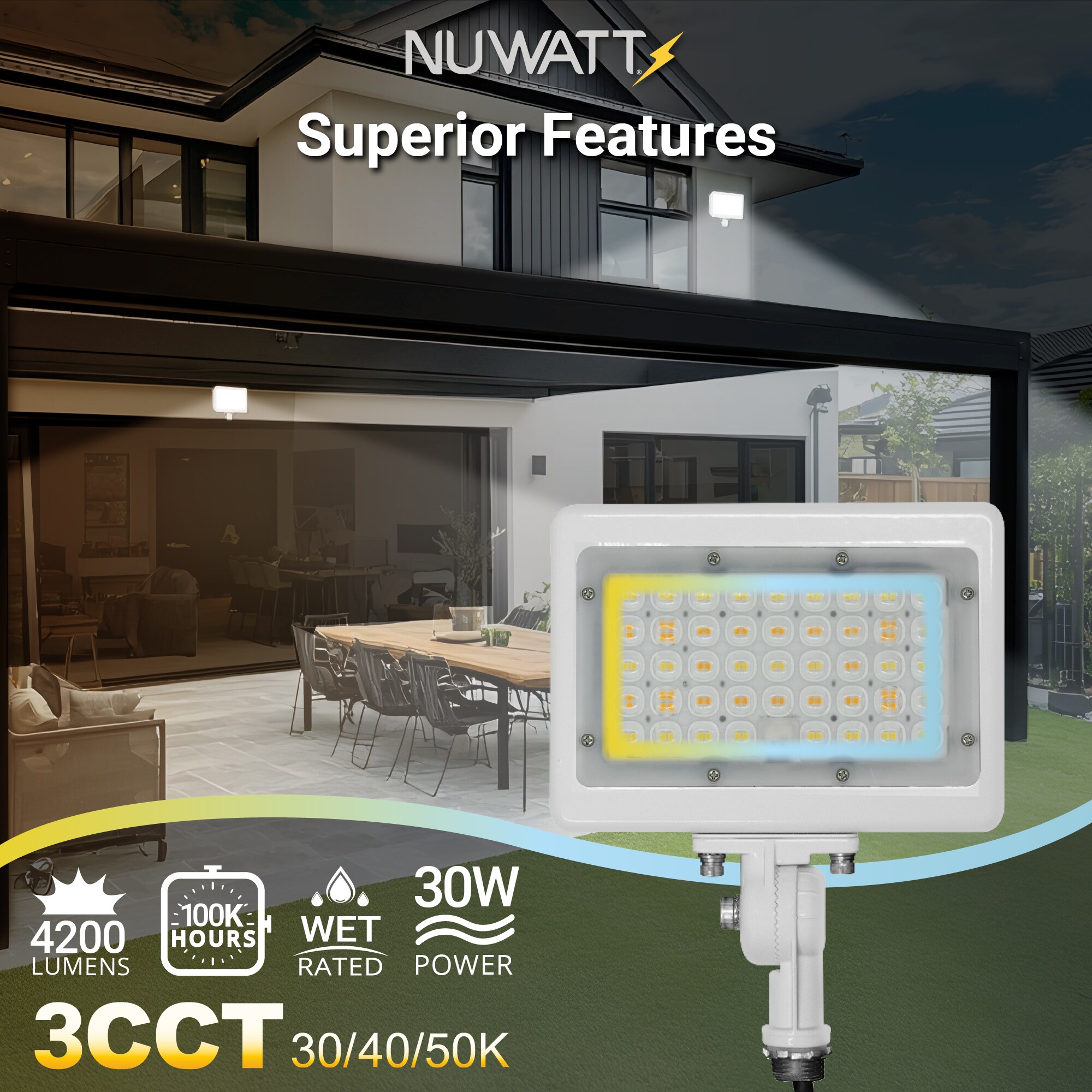 NUWATT NW-SFL-30W-3CT-KN-WH Spot-Lights - View #4