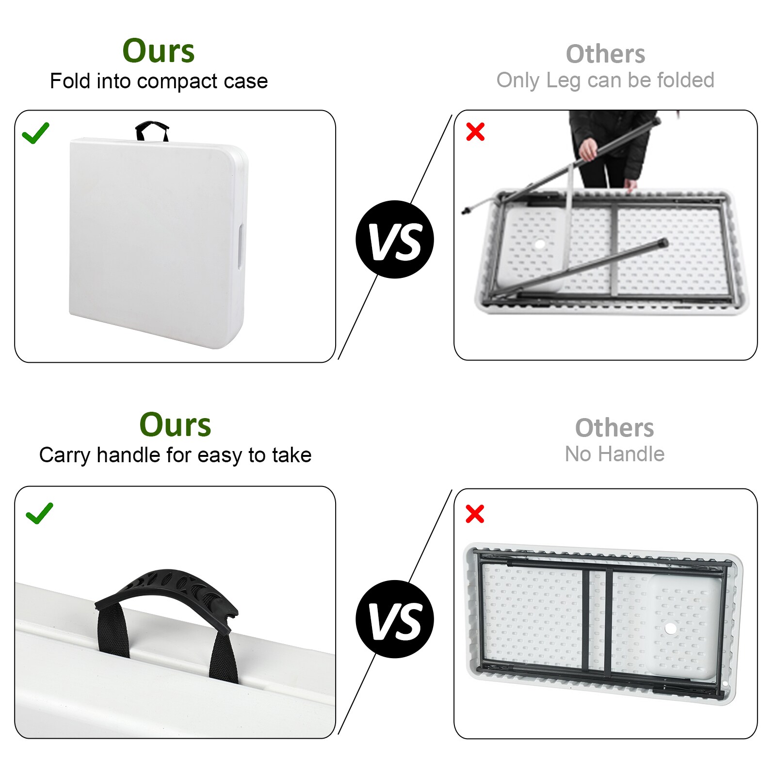 VINGLI 45D x 23W x 37H Fold in Half Folding Fish Cleaning Table with ...