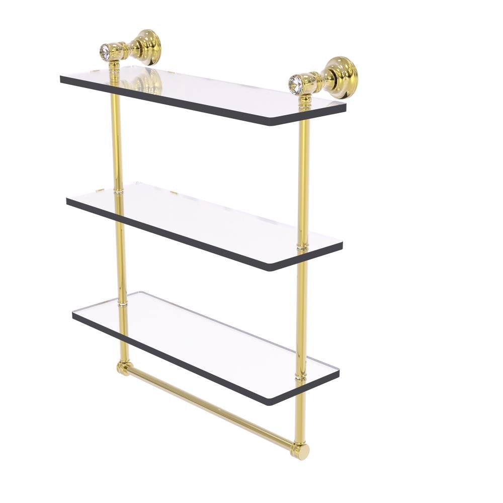 Allied Brass CC-5-16-TB-UNL Carolina Crystal Unlacquered Brass 3 -Tier Wall mount Bathroom Shelf ( 16-in x 19.7-in x 5-in )