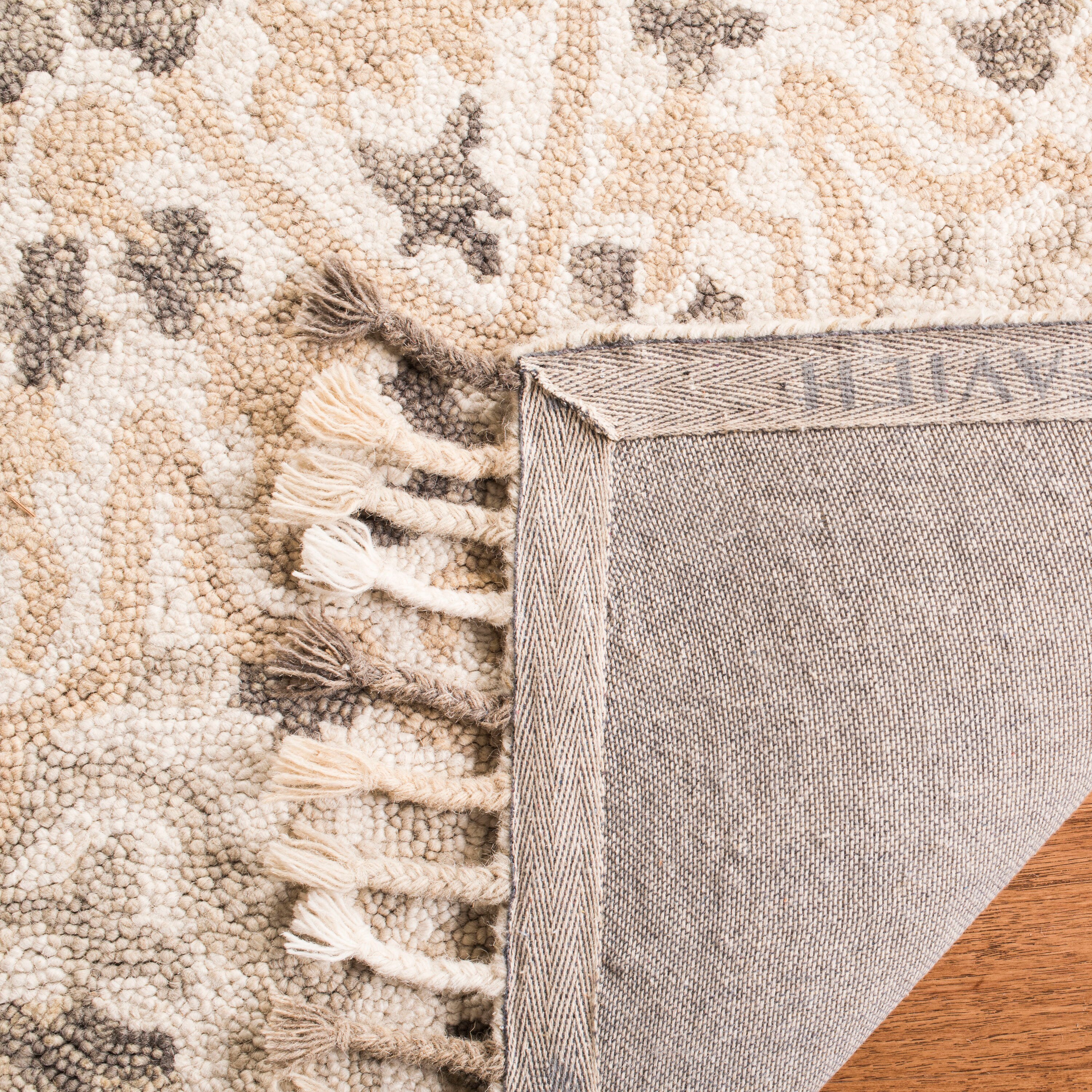 Ivory Taupe 6' x 6' Square Hand Tufted Wool Rug