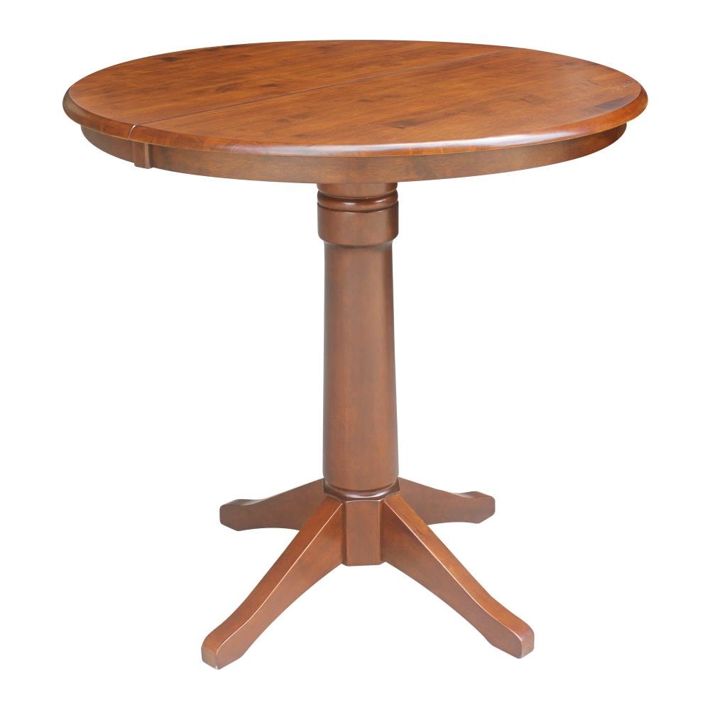 International Concepts K581-36RXT-27B-6B Espresso Round Traditional Extending Removable leaf Counter Table, Wood with Espresso Wood Pedestal Base 48-in L x 36.1-in H