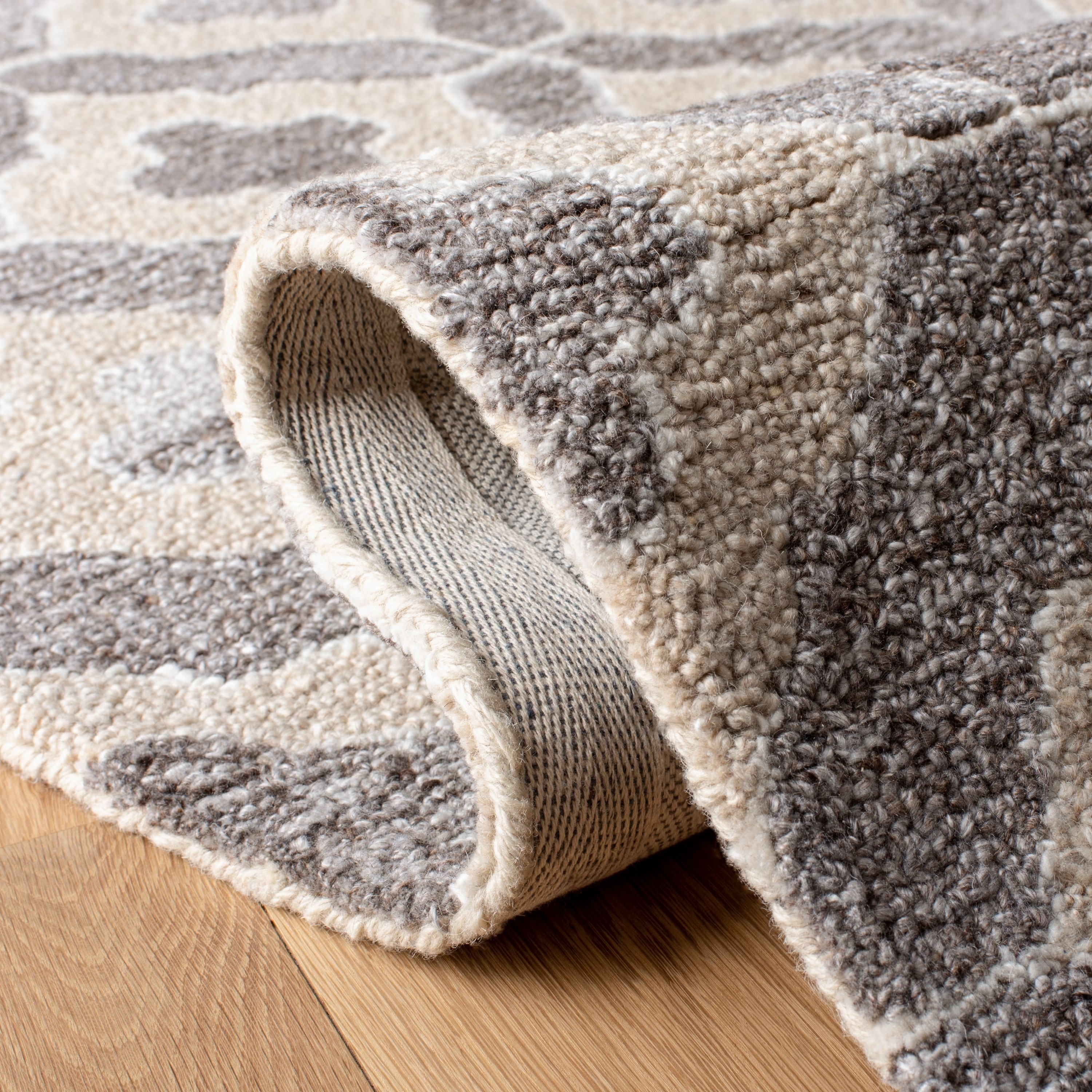 Handmade Gray Abstract Wool Area Rug 8' x 10'