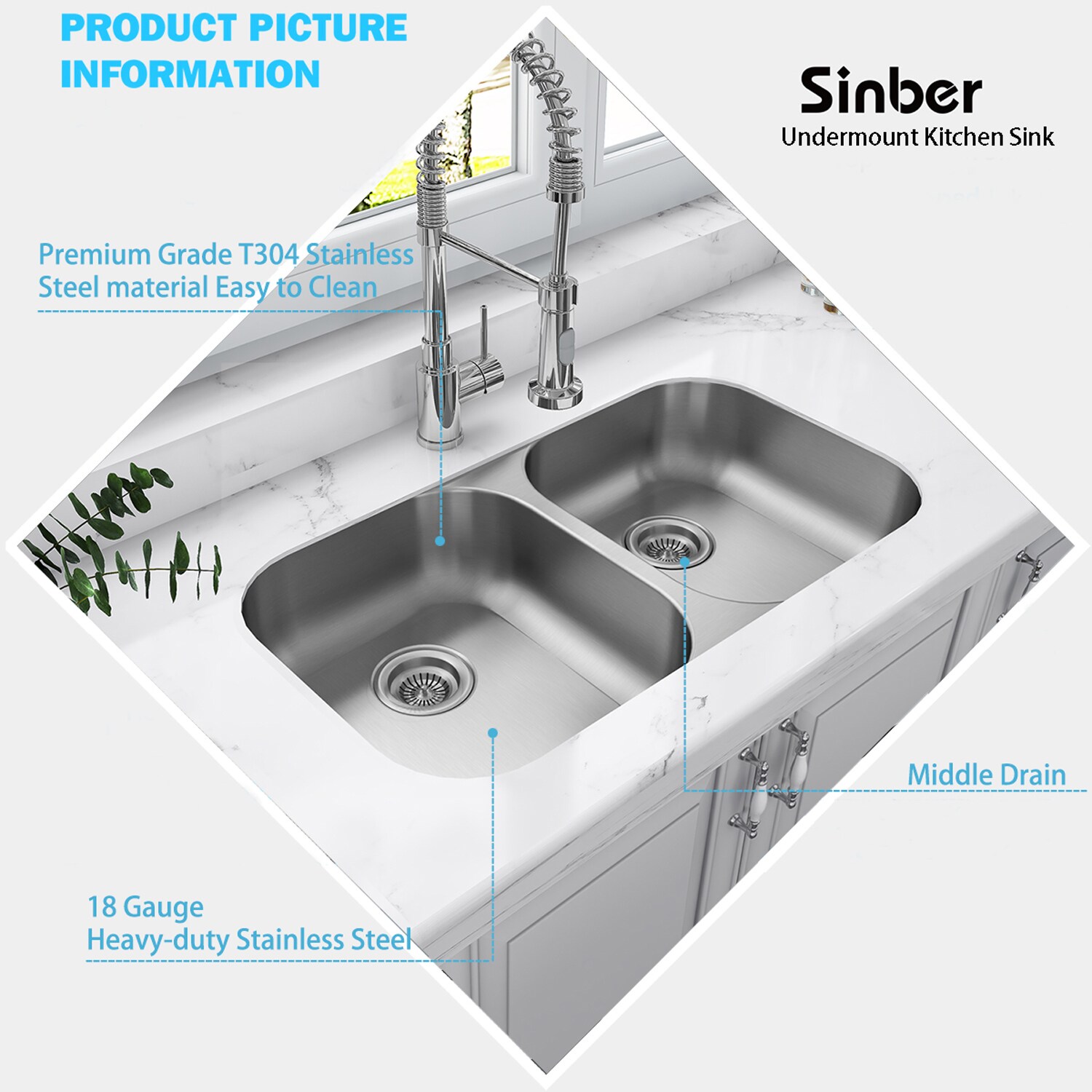 Sinber MU3218D-ADAR Kitchen-Sinks - View #4