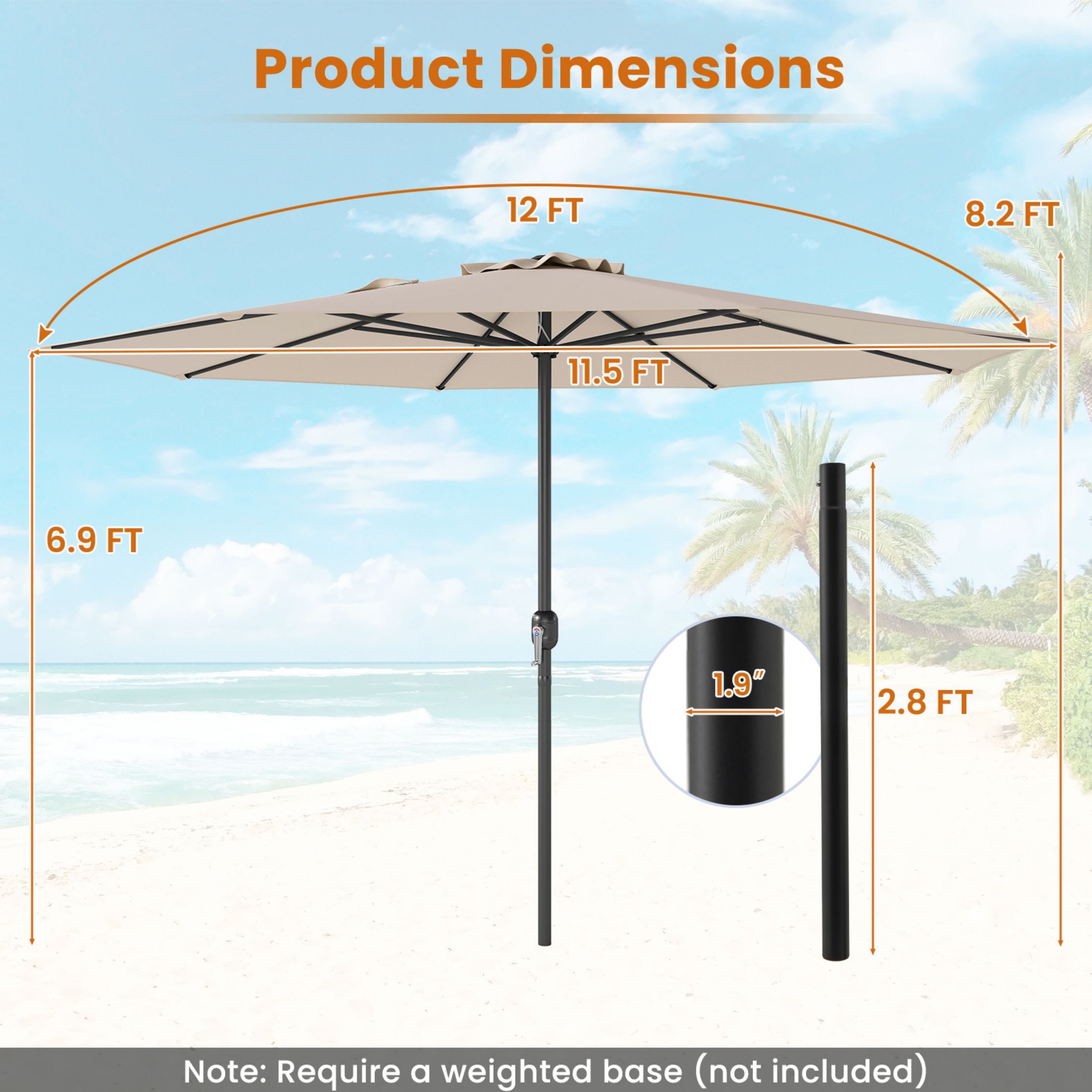 WELLFOR TDZ10027BK Umbrellas-2 - View #2