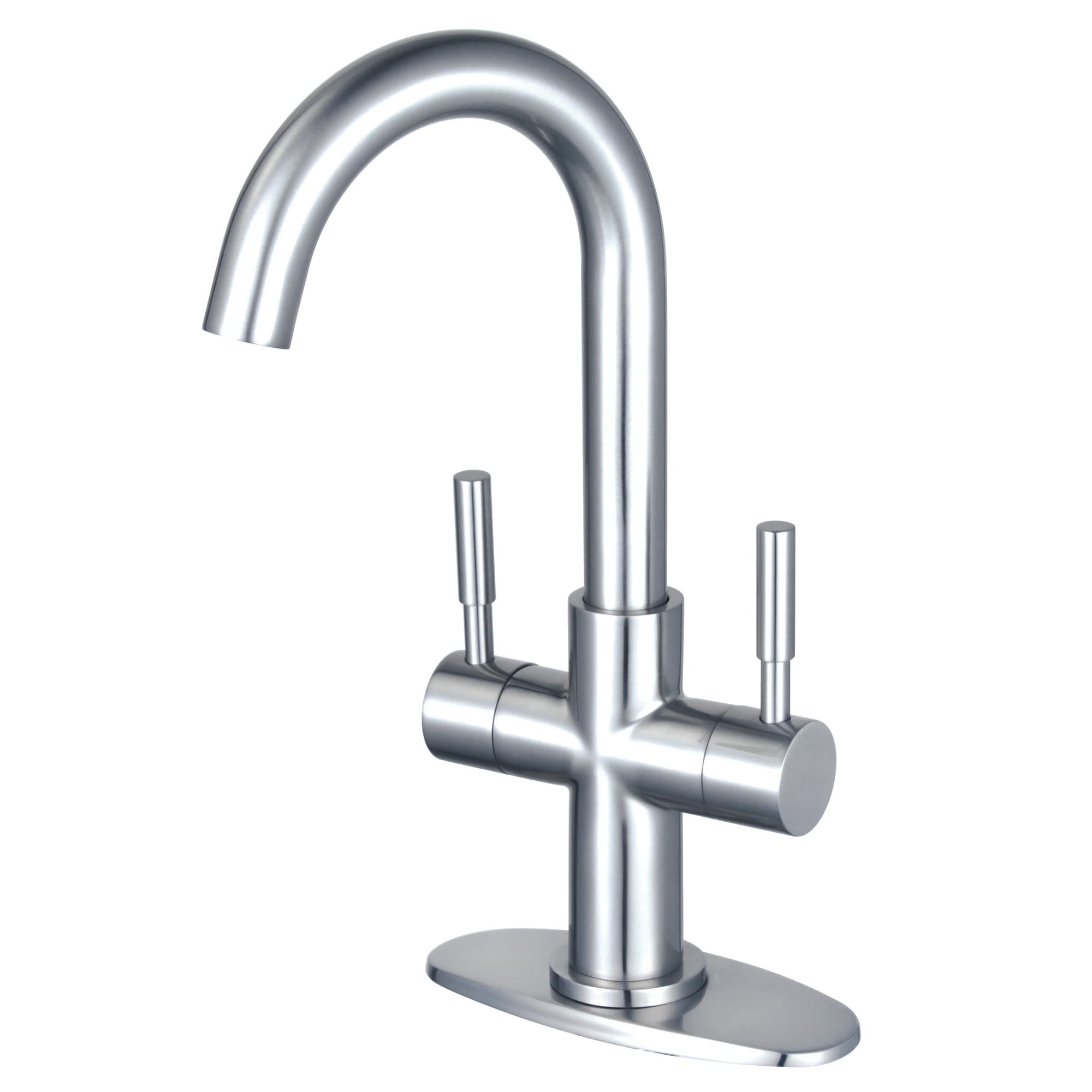Kingston Brass WLLS8551DL Concord Polished chrome Double Handle Deck-mount Bar and Prep Kitchen Faucet ( Deck Plate Included )