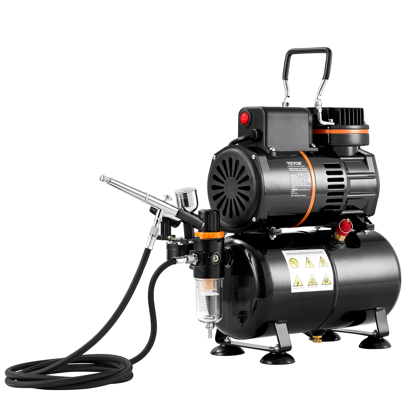VEVOR JCBTZ2GMGYQG7PG82V1 Airbrush Kit With 3.5L Air Tank Air Inflator (Power Source: Electric )