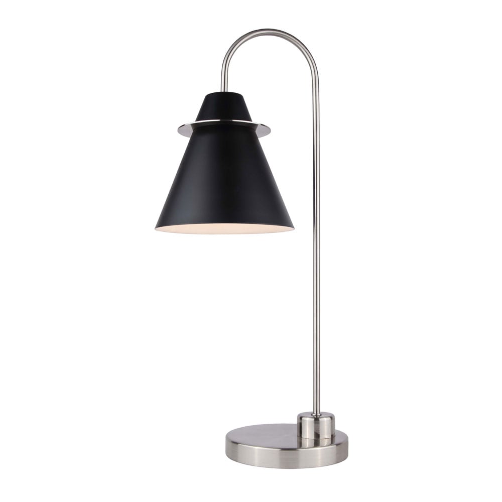 Canarm ITL1076A22BKN Talia 22-in Matte Black and Brushed Nickel Led; Downbridge Table Lamp with Metal Shade