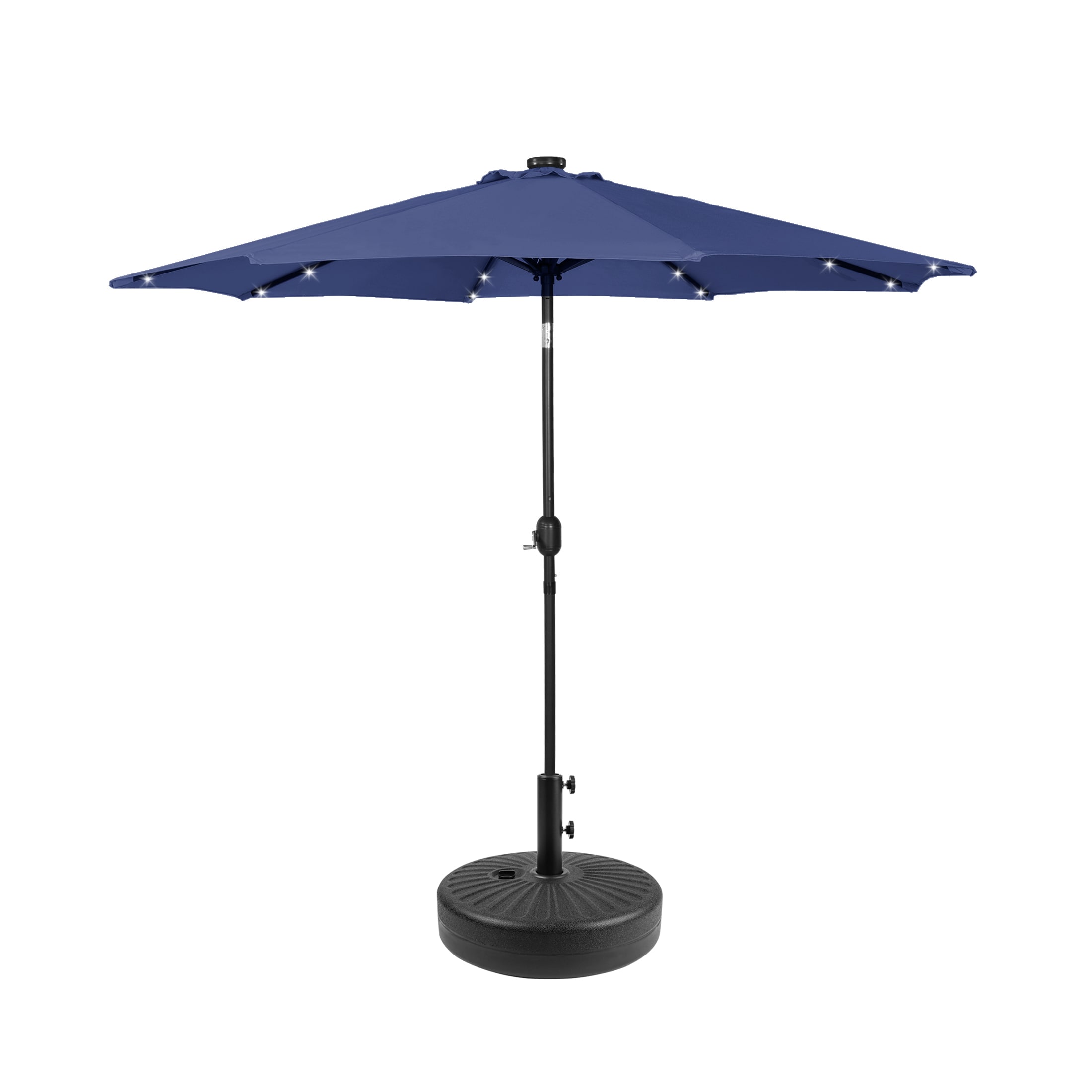 Westin Furniture OS3001-NB-981RDBK 9-Feet Steel Blue Push-button Tilt Market Patio Umbrella with Lights and with Base