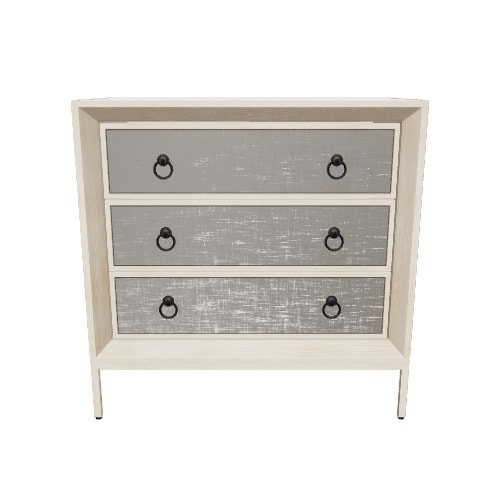 Grayson Lane Beige Upholstered with Mirrored Top 3-Drawer Accent Chest