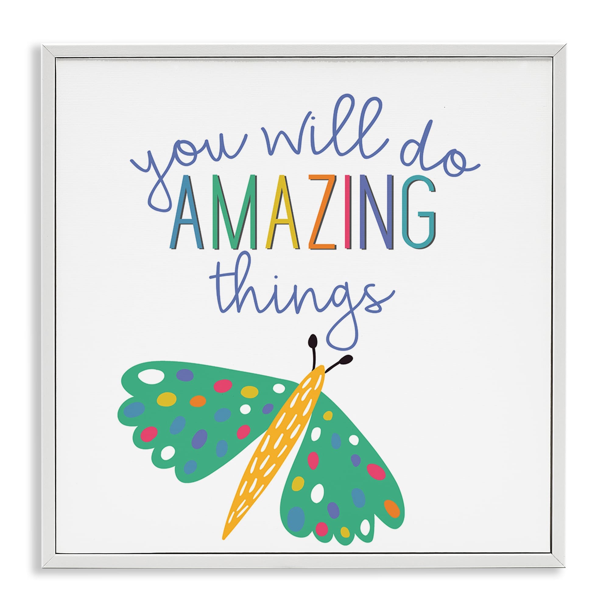 Stupell Industries BS-435-WFR-12X12 Inspiring Do Amazing Things White Framed Giclee Art By Kim Allen 12 x 12