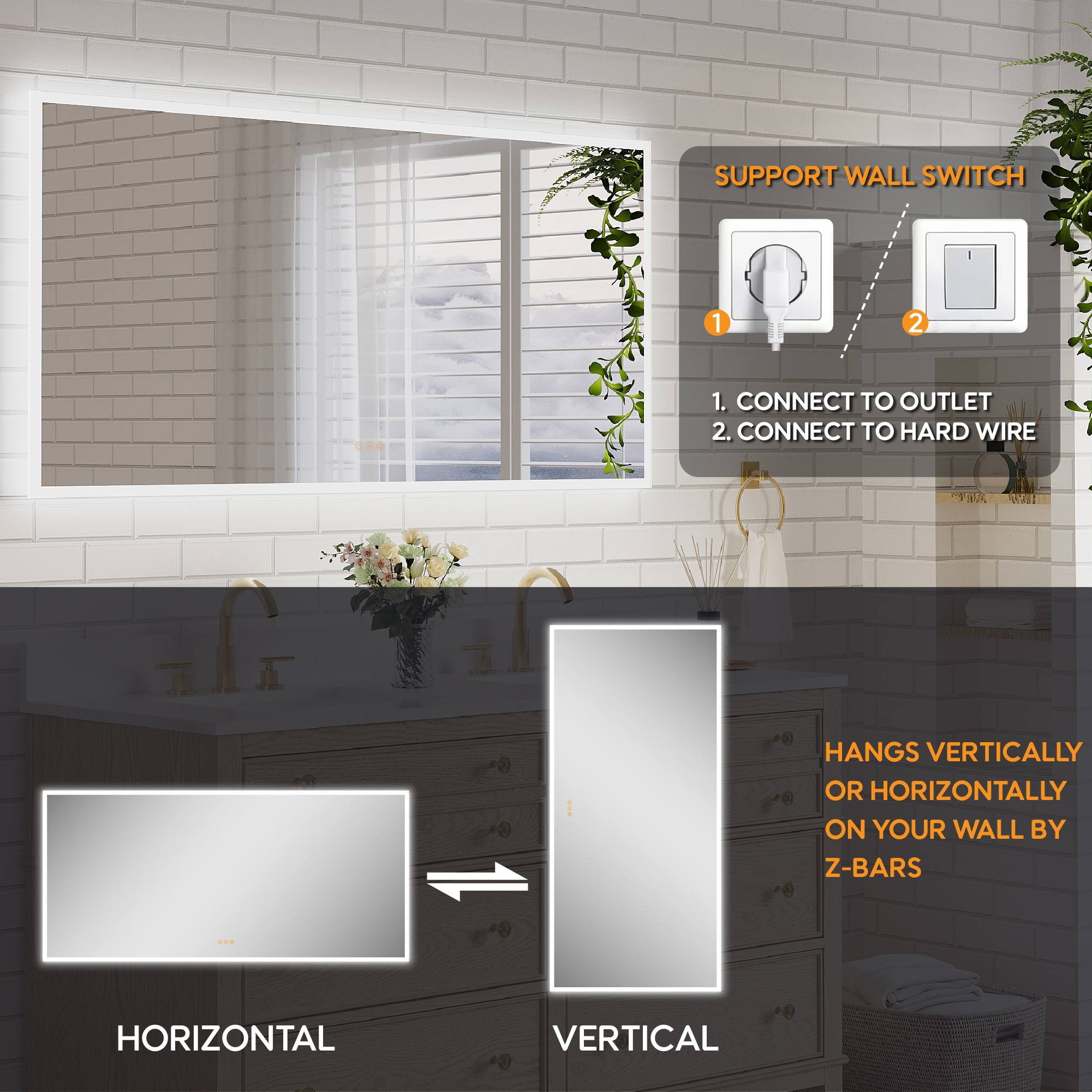 WELLFOR UCS-10FL6028 Framed-Bath-Mirrors - View #4