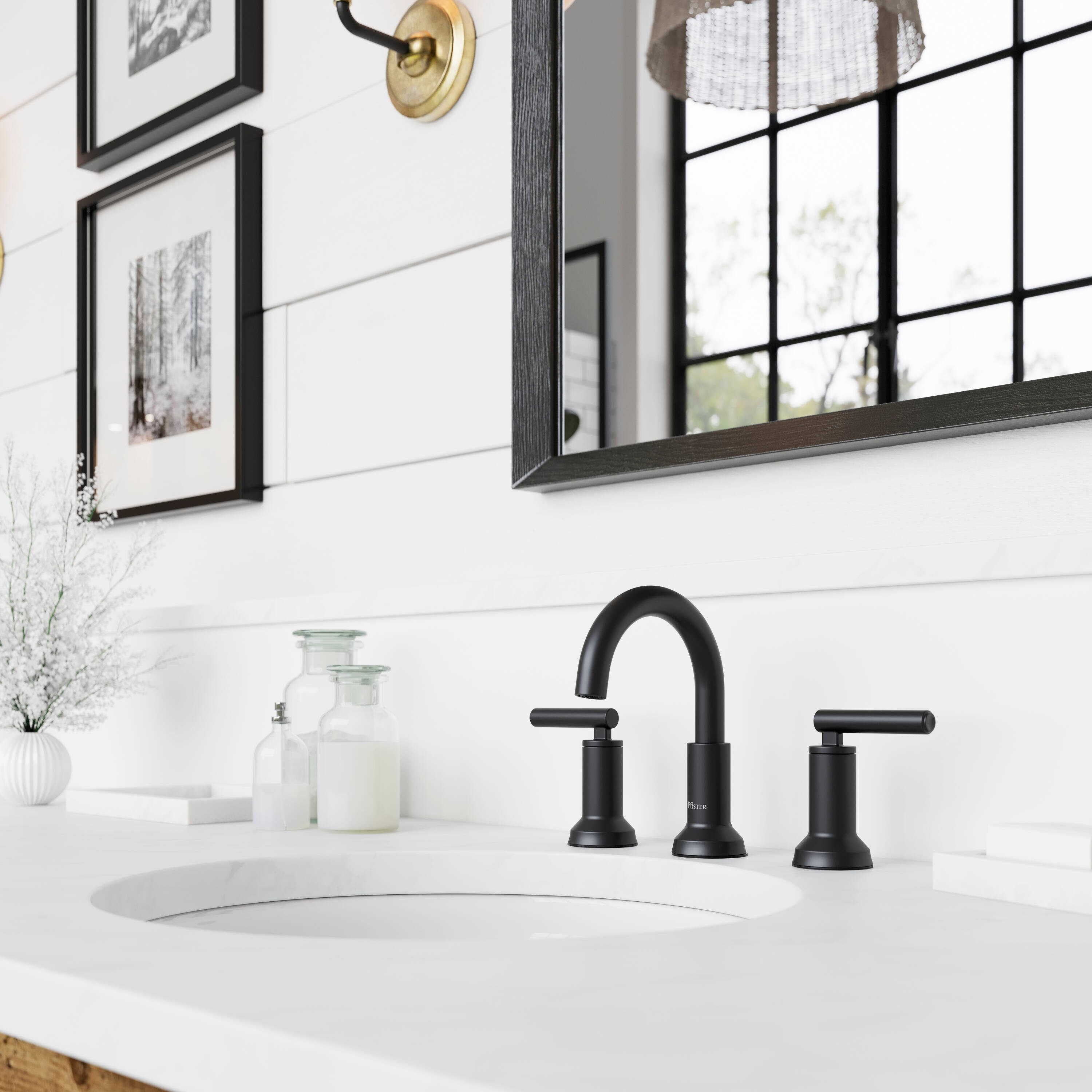 Capistrano Matte Black Widespread Bathroom Faucet with Drain Assembly