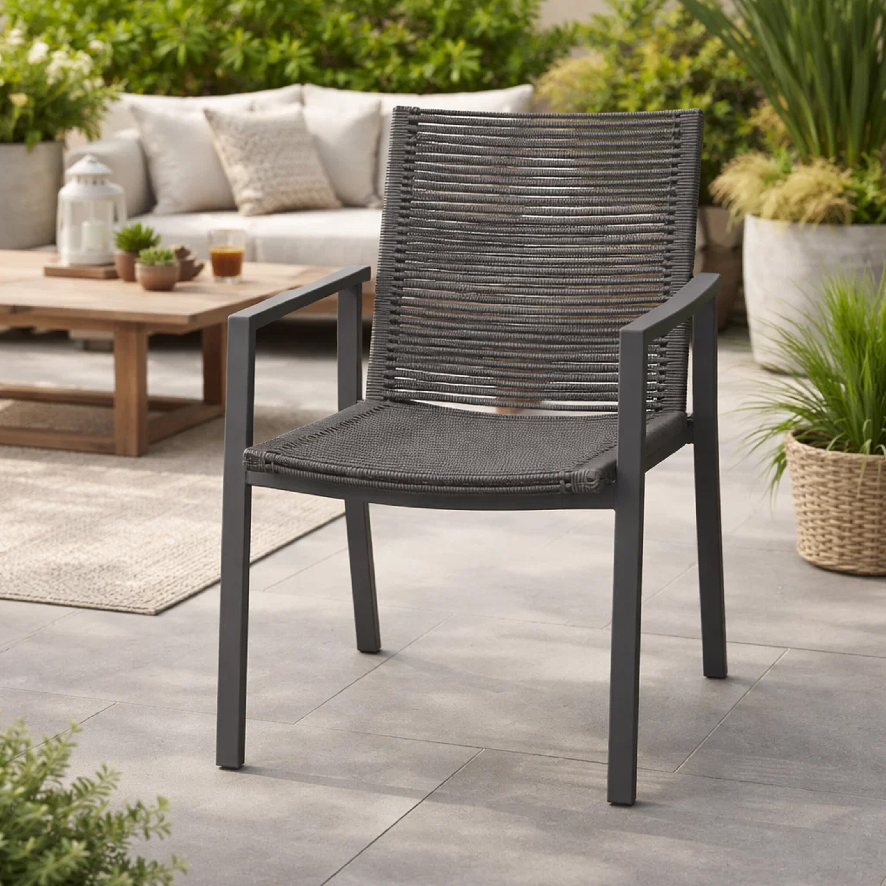 COMPACT LO CHAIR 02 basque “gray stripe” Benzara Cami Outdoor Foldable Bistro Chair - Slat Back - Cross