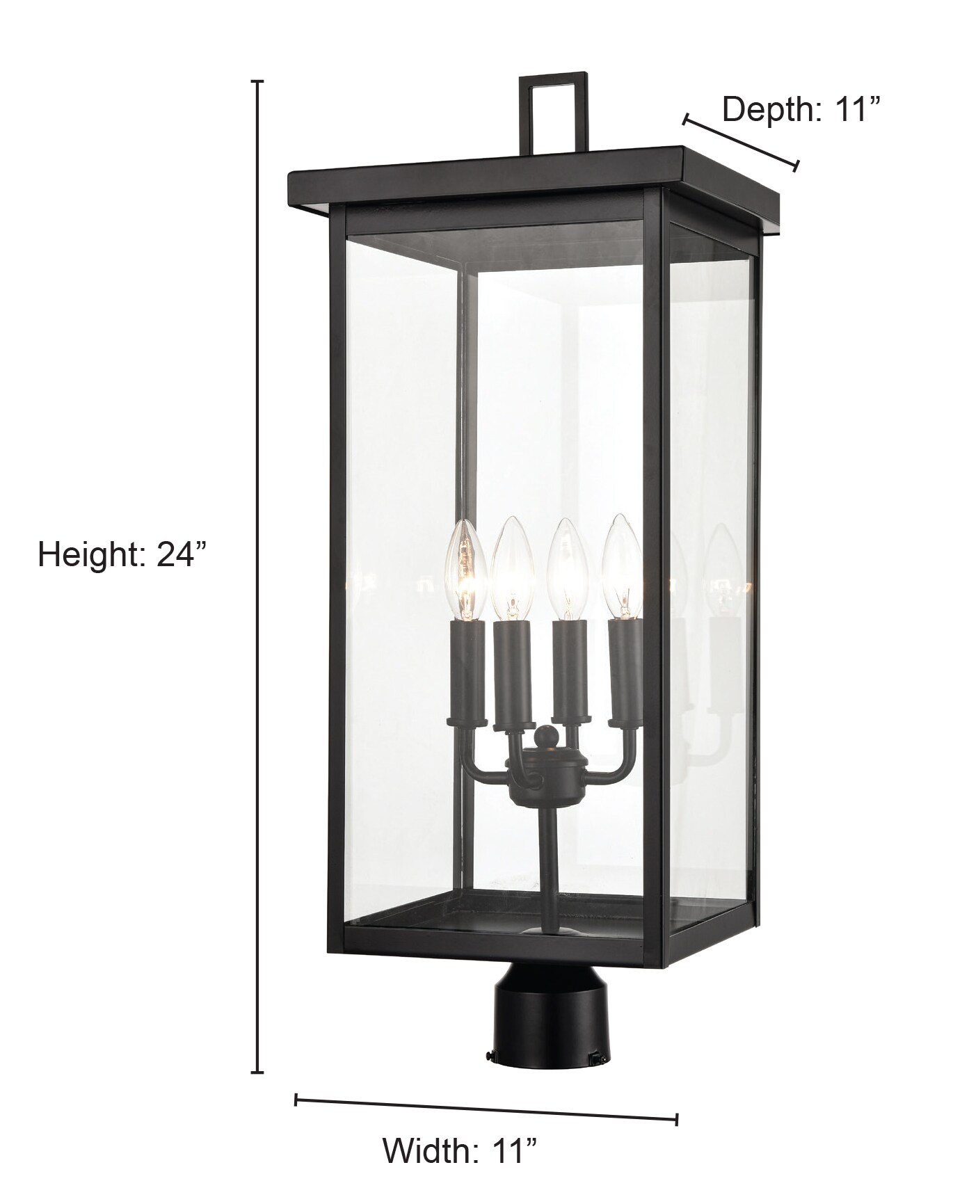Powder Coat Bronze Outdoor Post Lantern with Clear Glass Panels