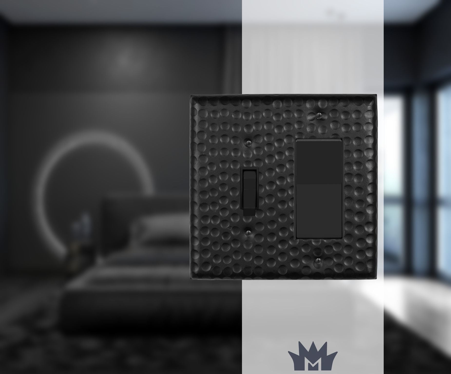 Matte Black Hand Hammered 2-Gang Wall Plate