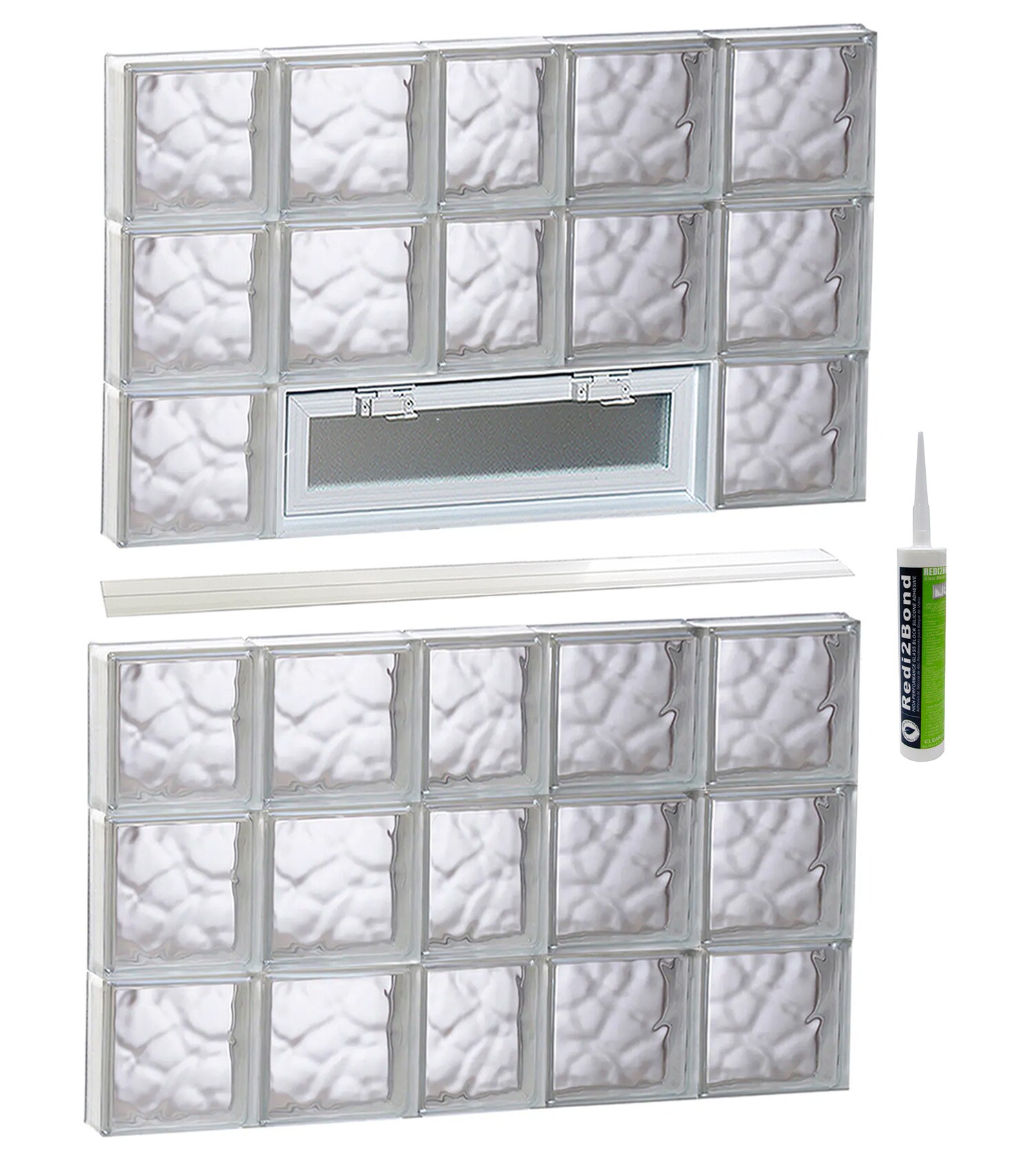 REDI2SET V3848DC Wavy Glass 36-3/4-in x 46-1/2-in Frameless Replacement Vented Glass Block Window