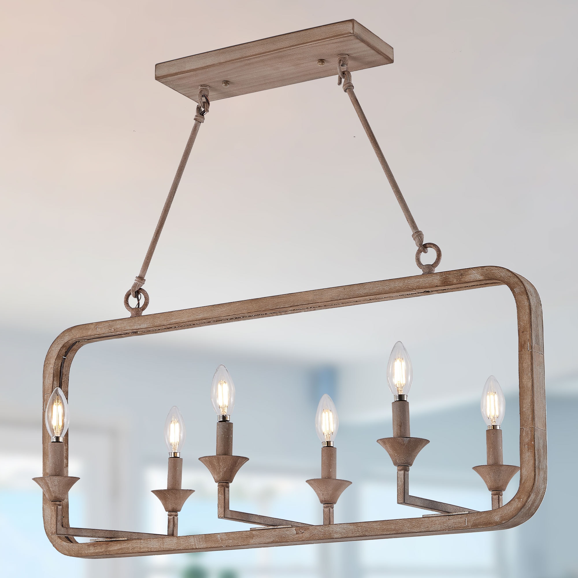 Oaks Decor Celestial 6 -Light Burnished Brown Metal Metal Chandelier