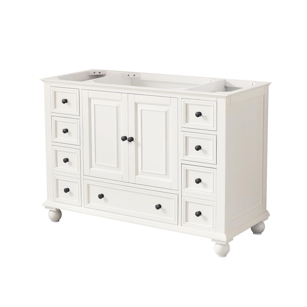 French White 48" Solid Wood Single Bathroom Vanity Base