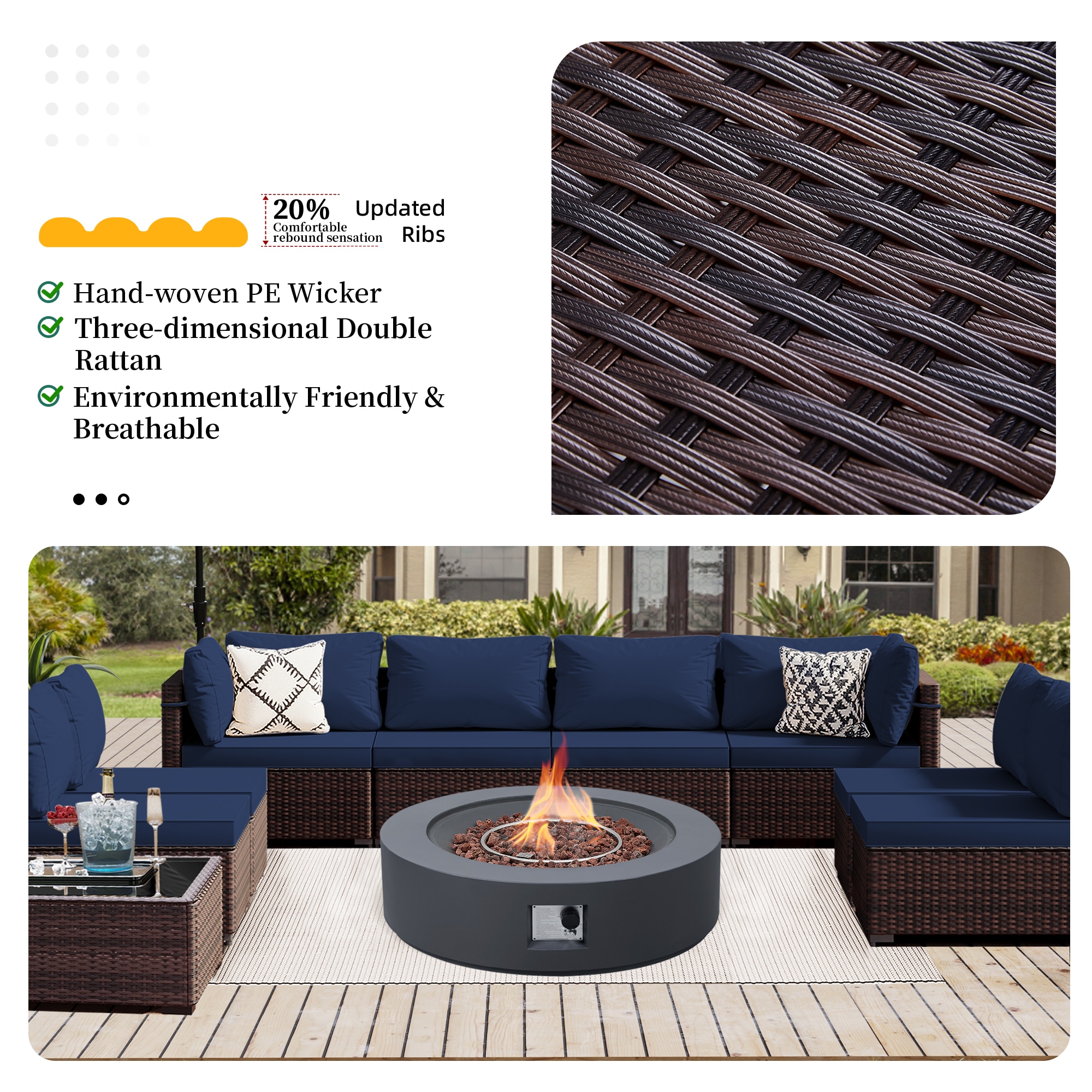 UPHA PL-3CZ-M42DK-Z2 Patio-Conversation-Sets - View #4